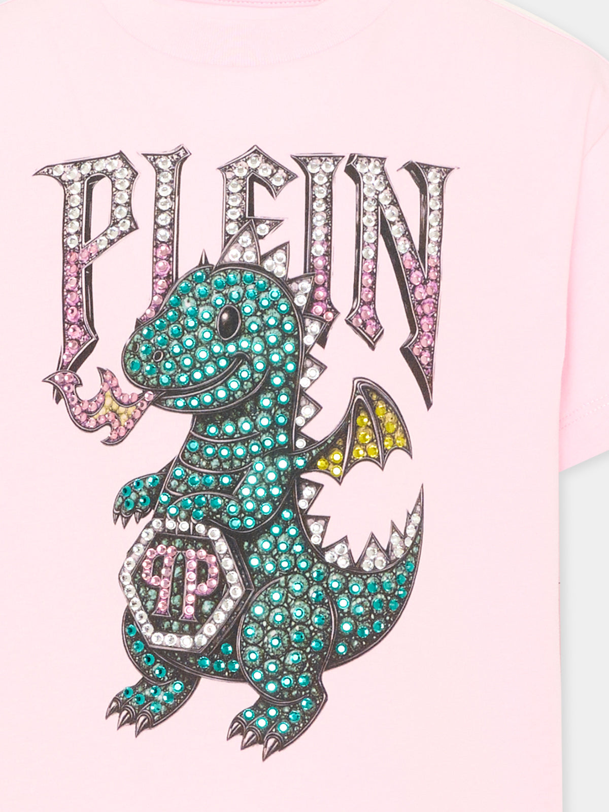 T-Shirt rosa per bambina con logo,Philipp Plein Junior,F6PHJGTH057 042