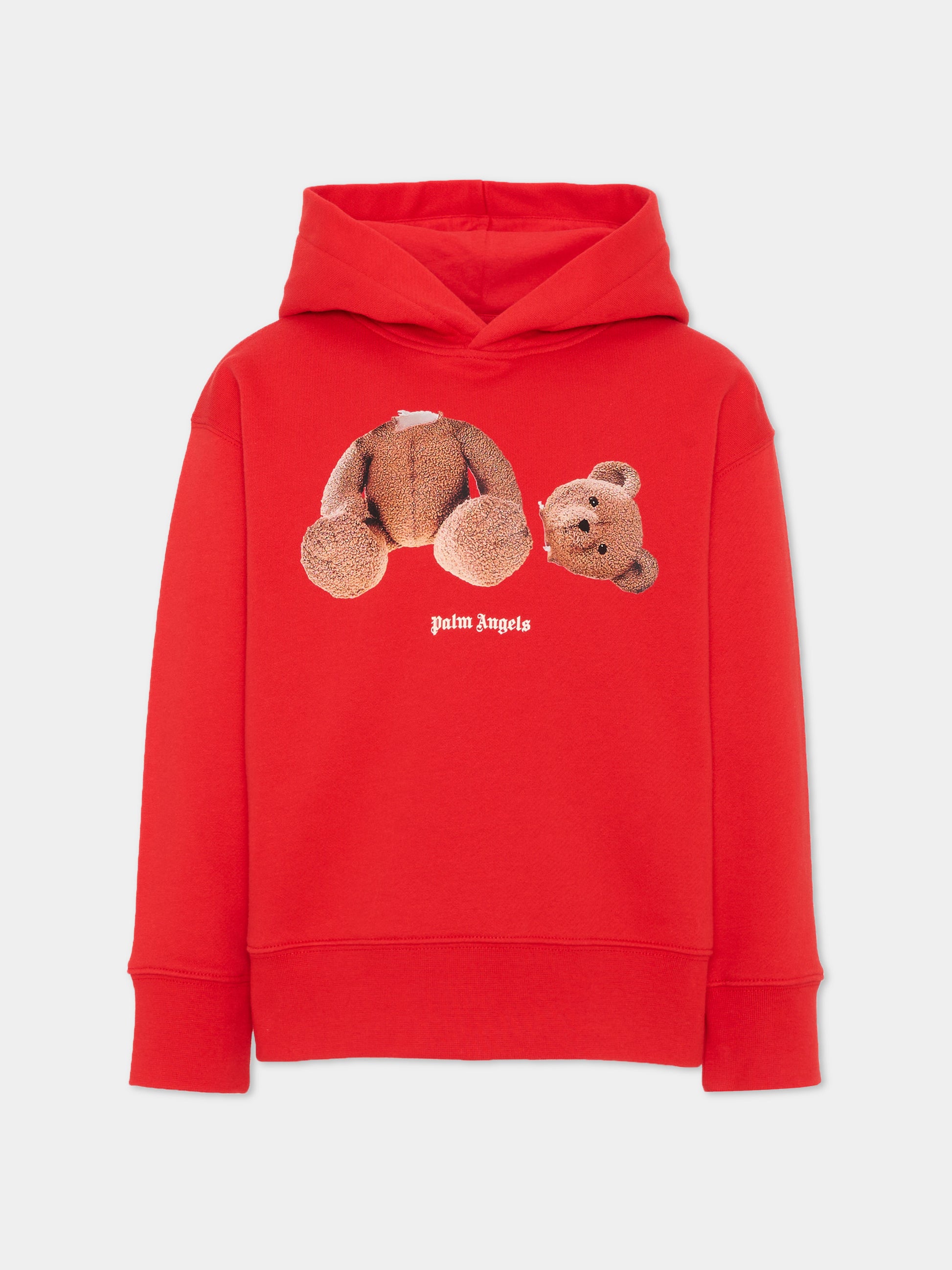 Felpa rossa per bambini con Teddy Bear,Palm Angels,F6PAJBHS059 040