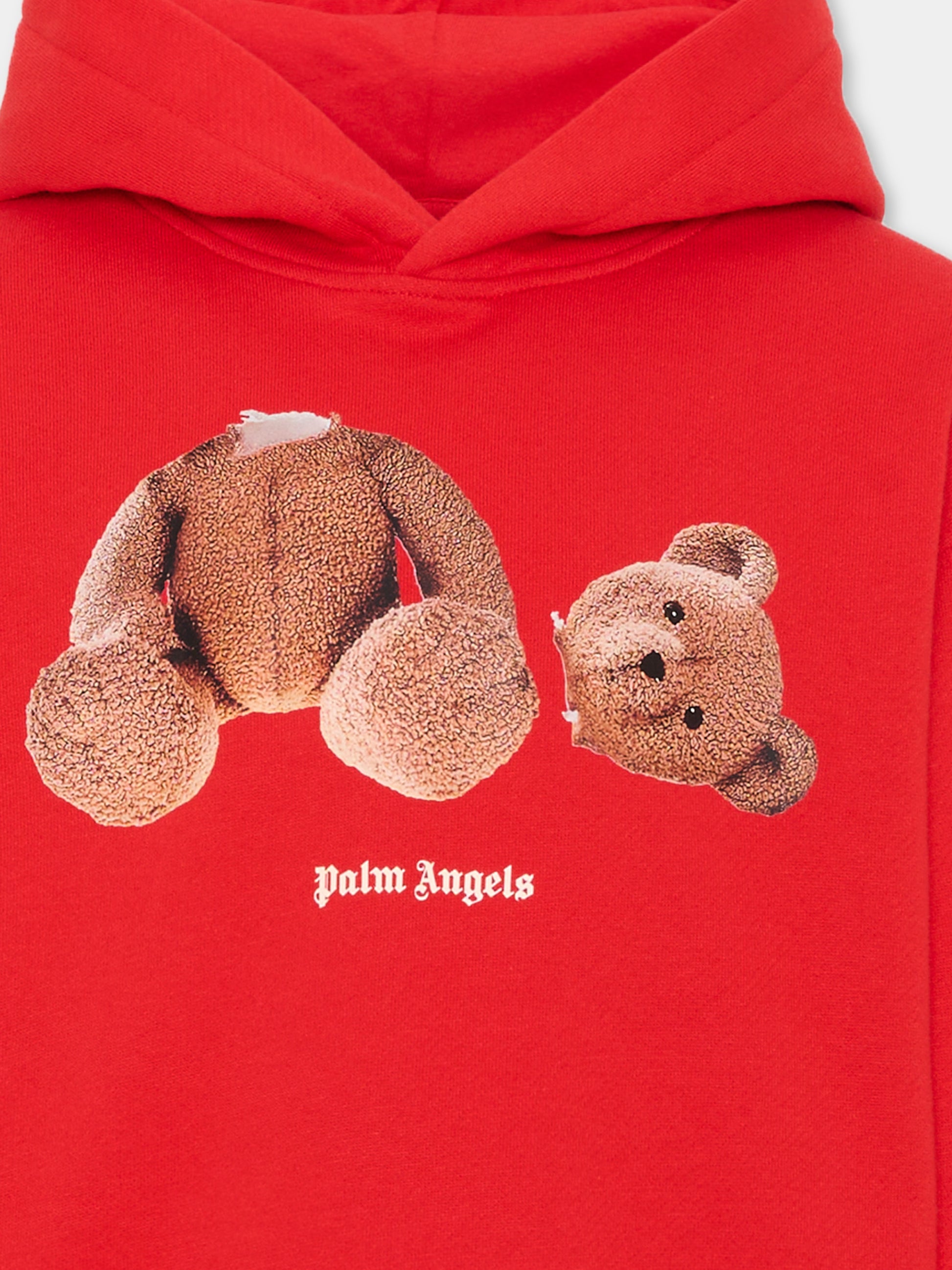 Felpa rossa per bambini con Teddy Bear,Palm Angels,F6PAJBHS059 040