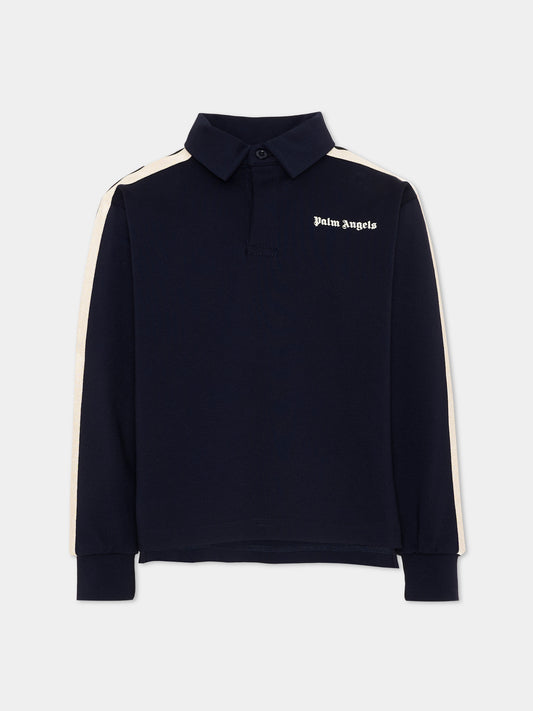 Polo blu per bambino con logo,Palm Angels,F6PAJBPO023 1528