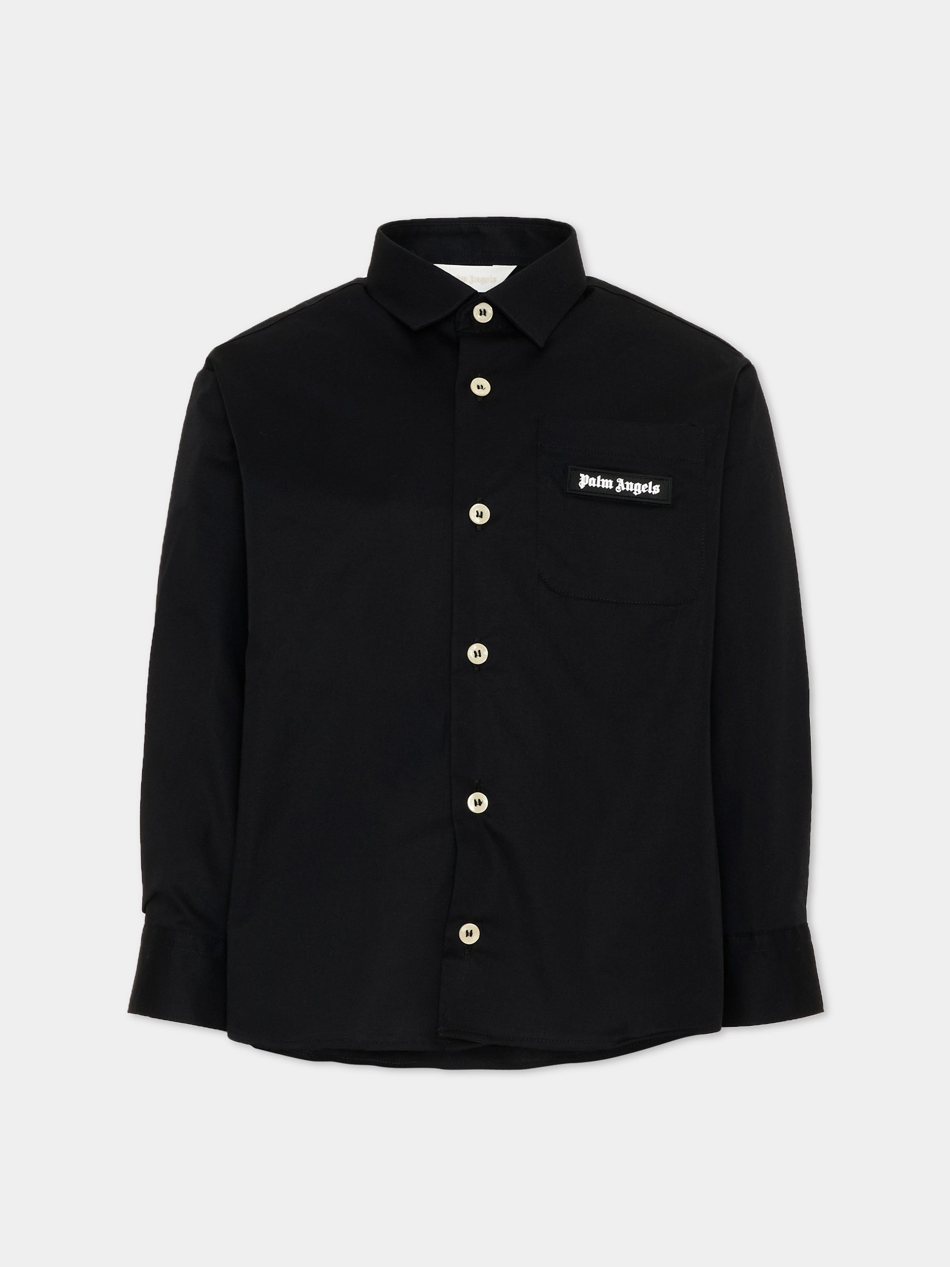 Camicia nera per bambino con logo,Palm Angels,F6PAJBSI169 110