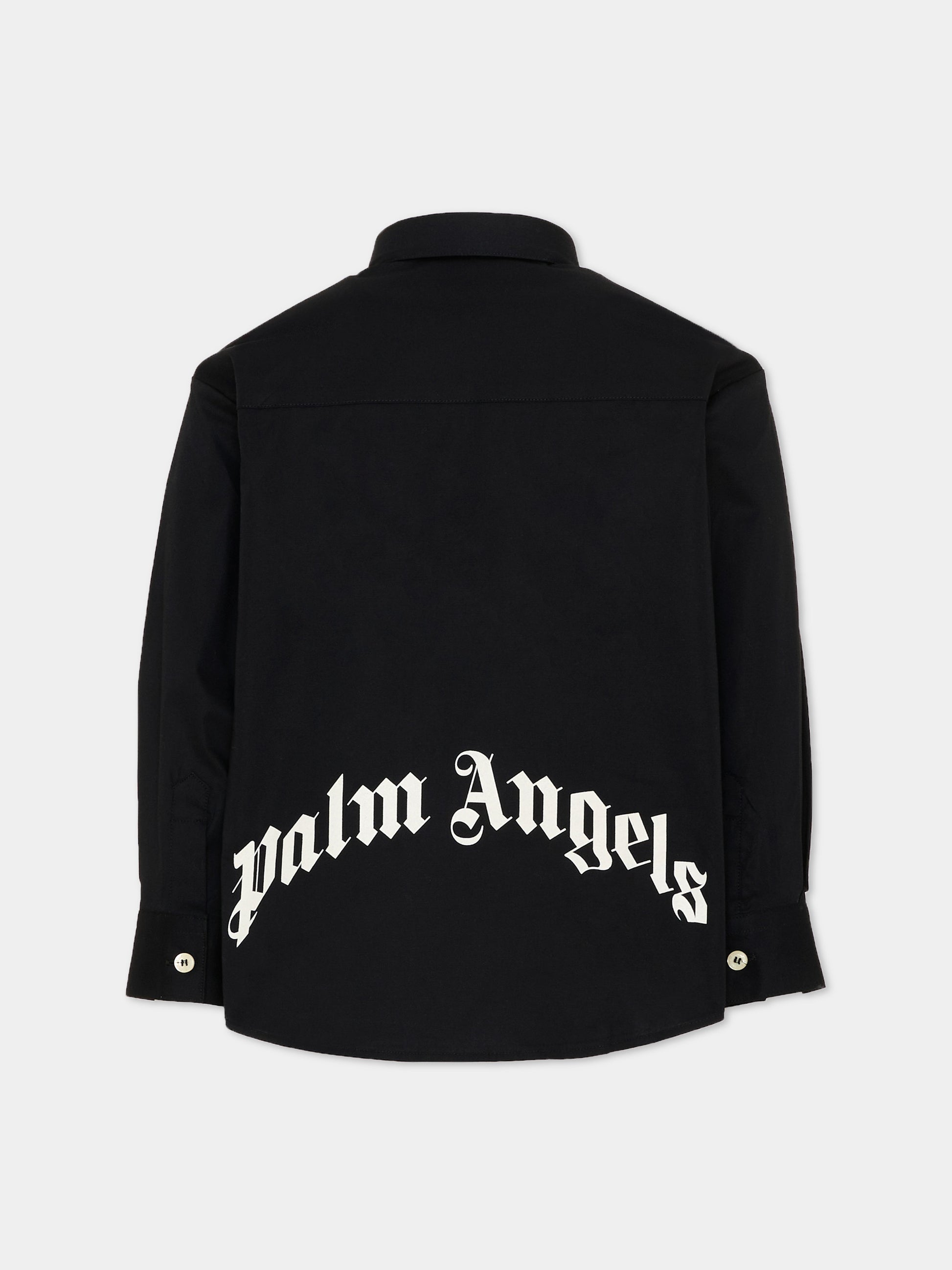 Camicia nera per bambino con logo,Palm Angels,F6PAJBSI169 110