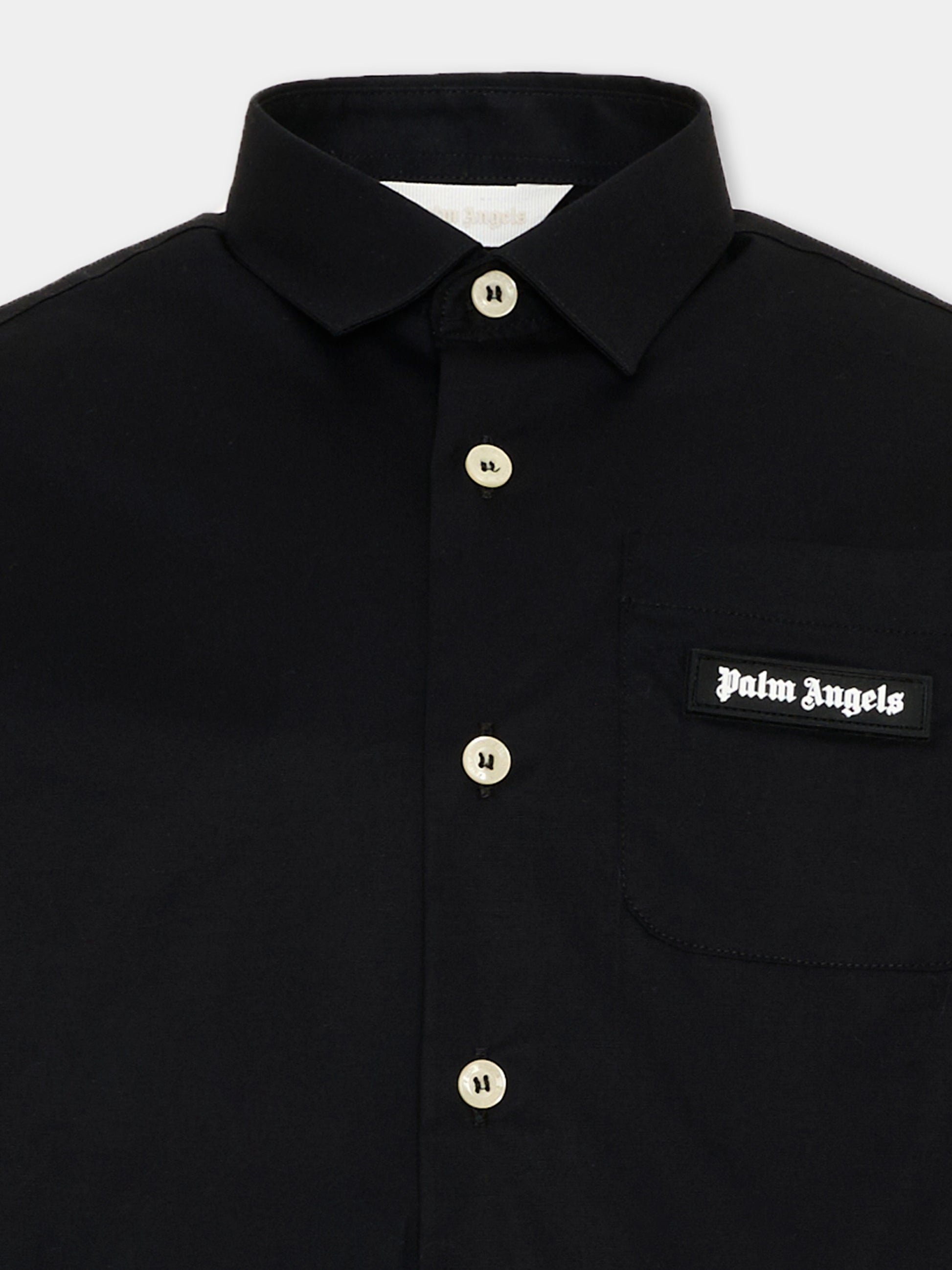 Camicia nera per bambino con logo,Palm Angels,F6PAJBSI169 110