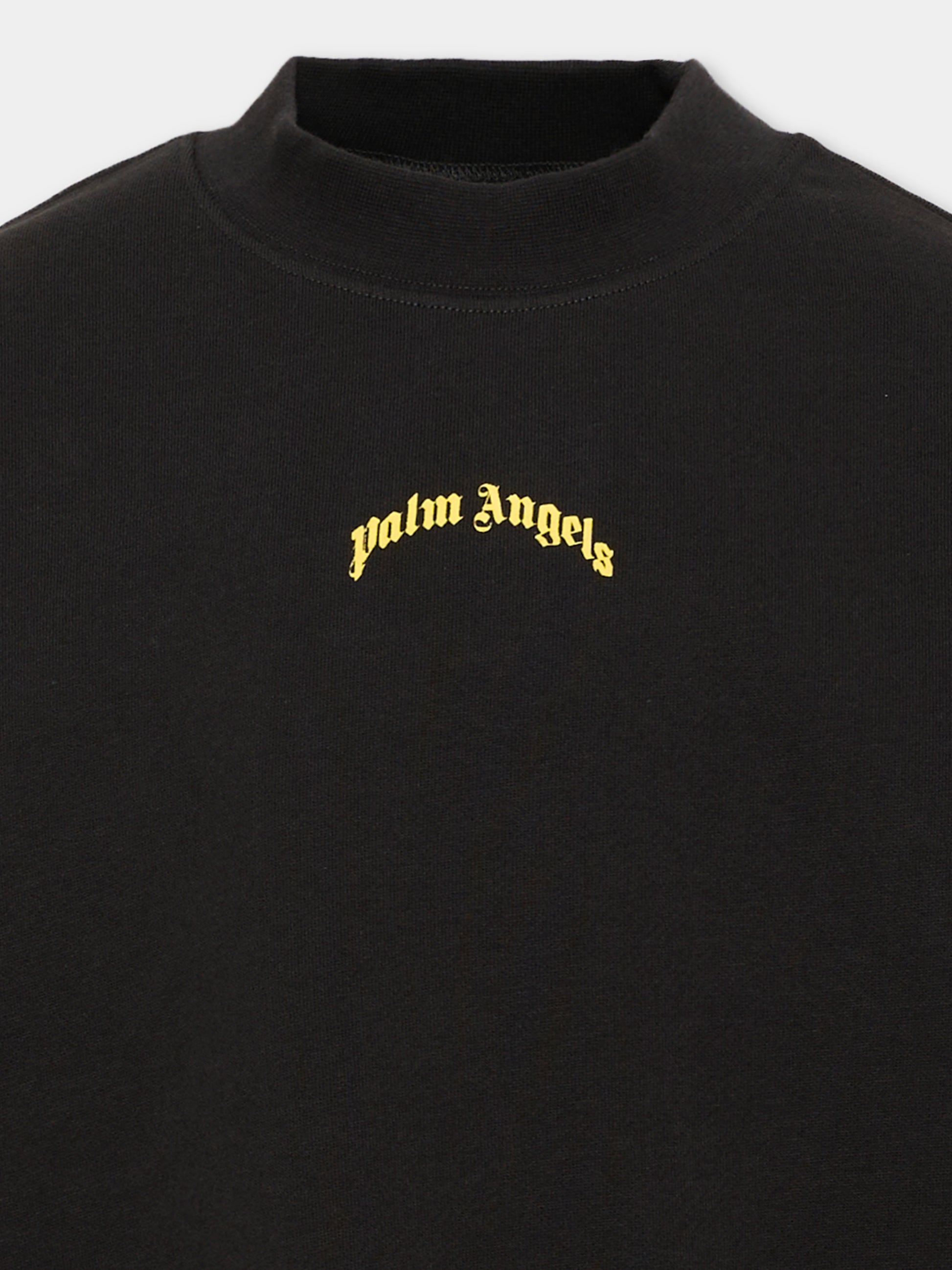 Felpa nera per bambini con logo,Palm Angels,F6PAJBSW140 110