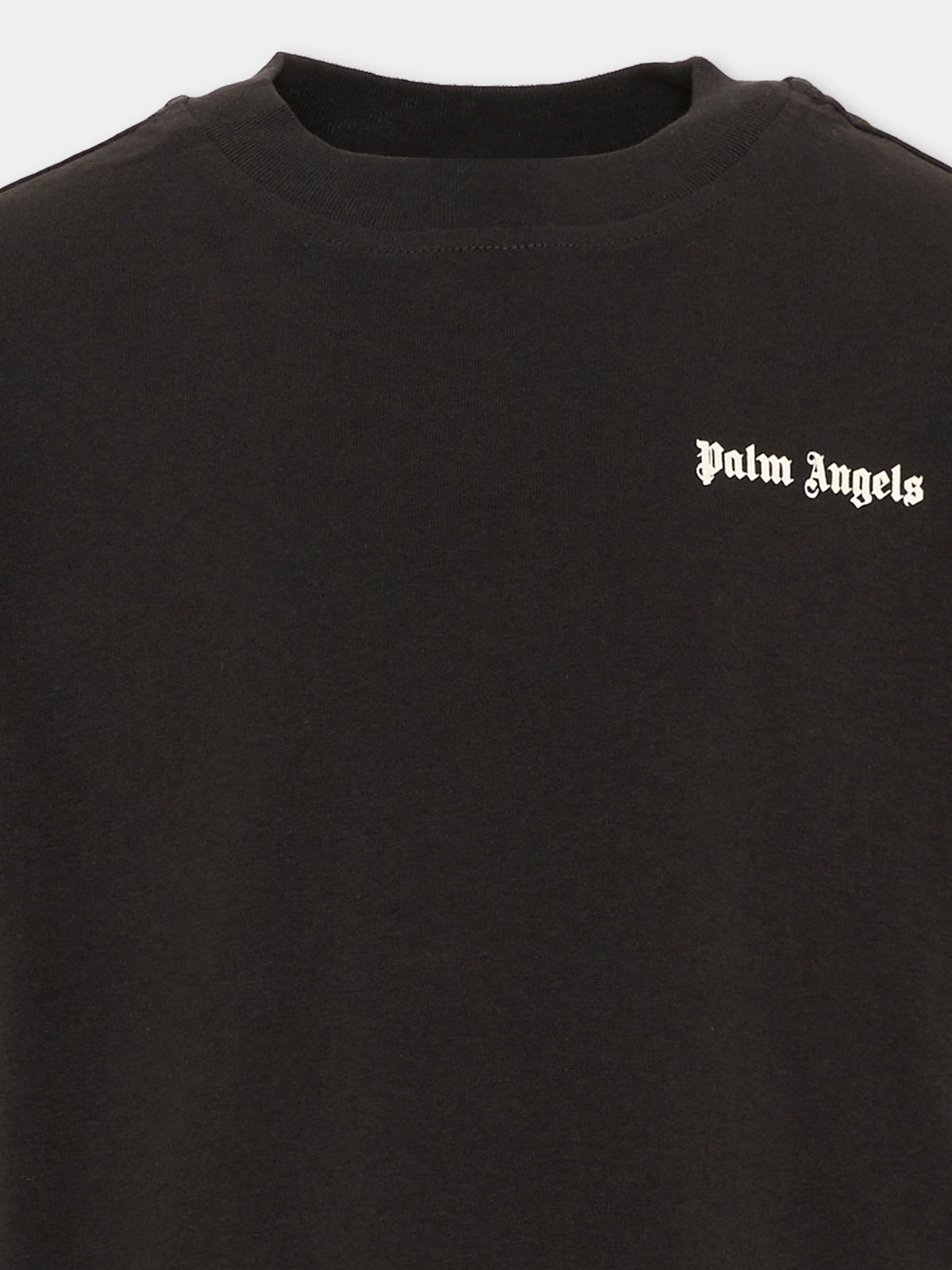 T-Shirt nera per bambini con logo,Palm Angels,F6PAJBTH026 110