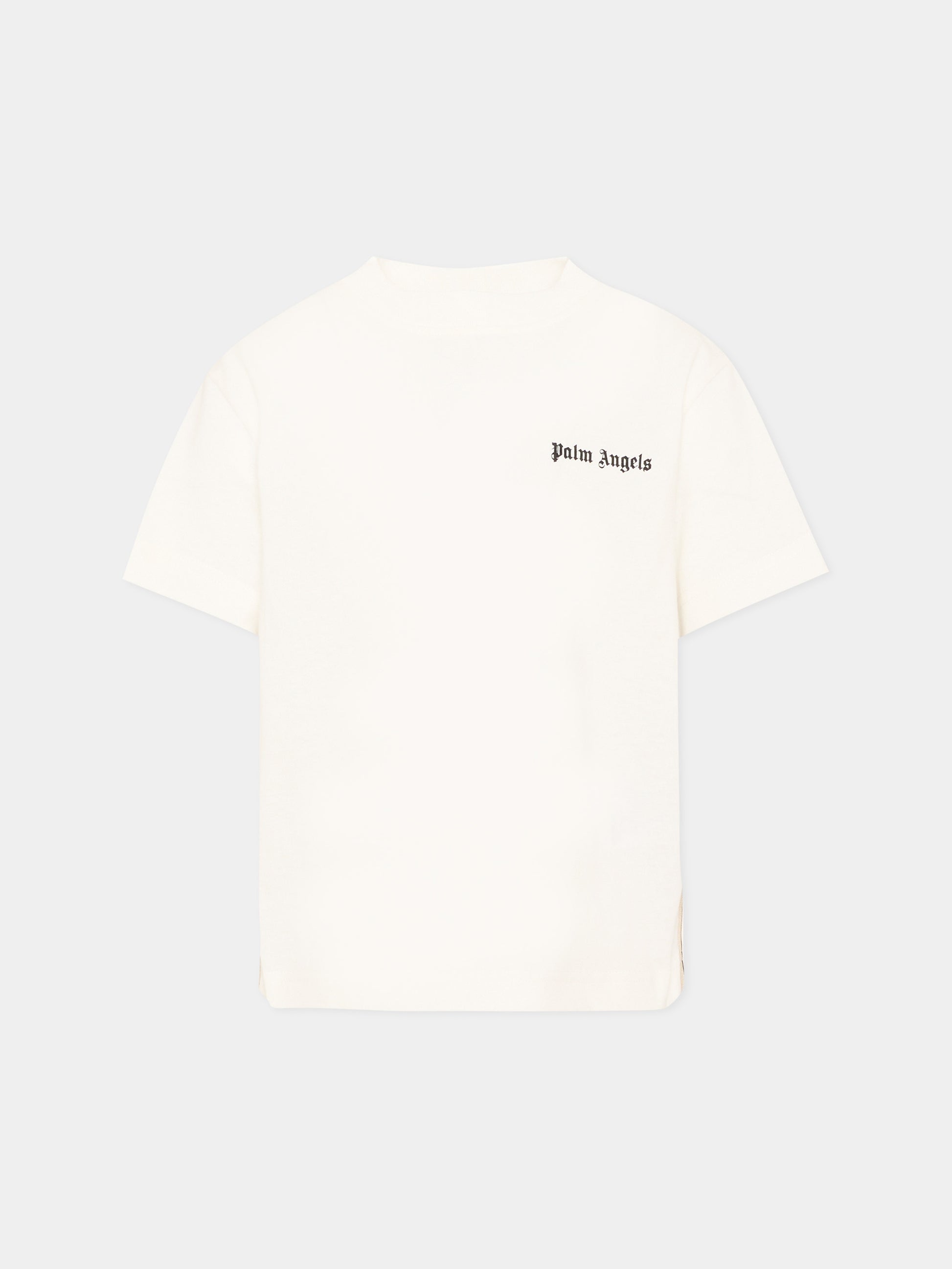 T-Shirt avorio per bambini con logo,Palm Angels,F6PAJBTH026 412