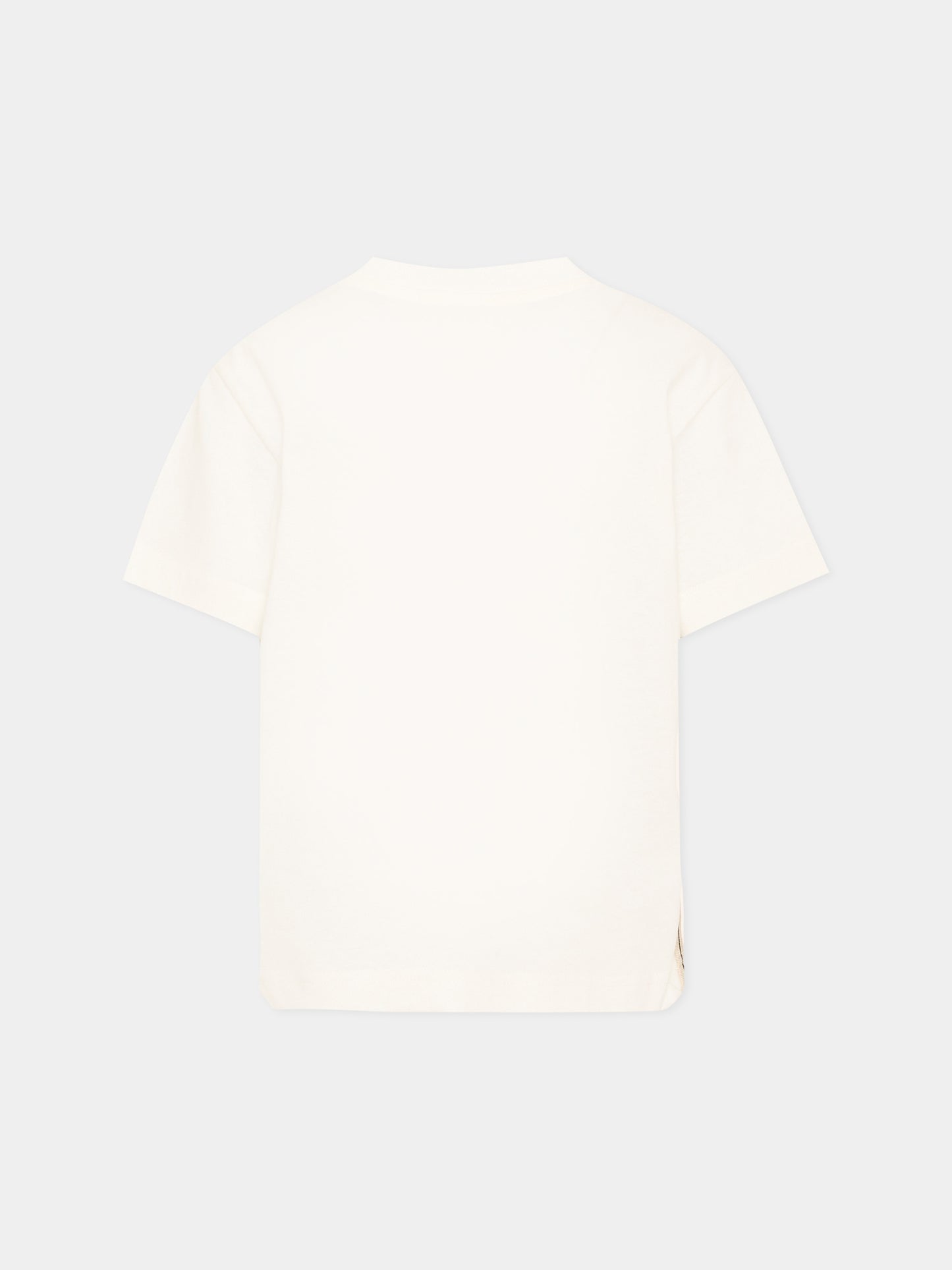 T-Shirt avorio per bambini con logo,Palm Angels,F6PAJBTH026 412