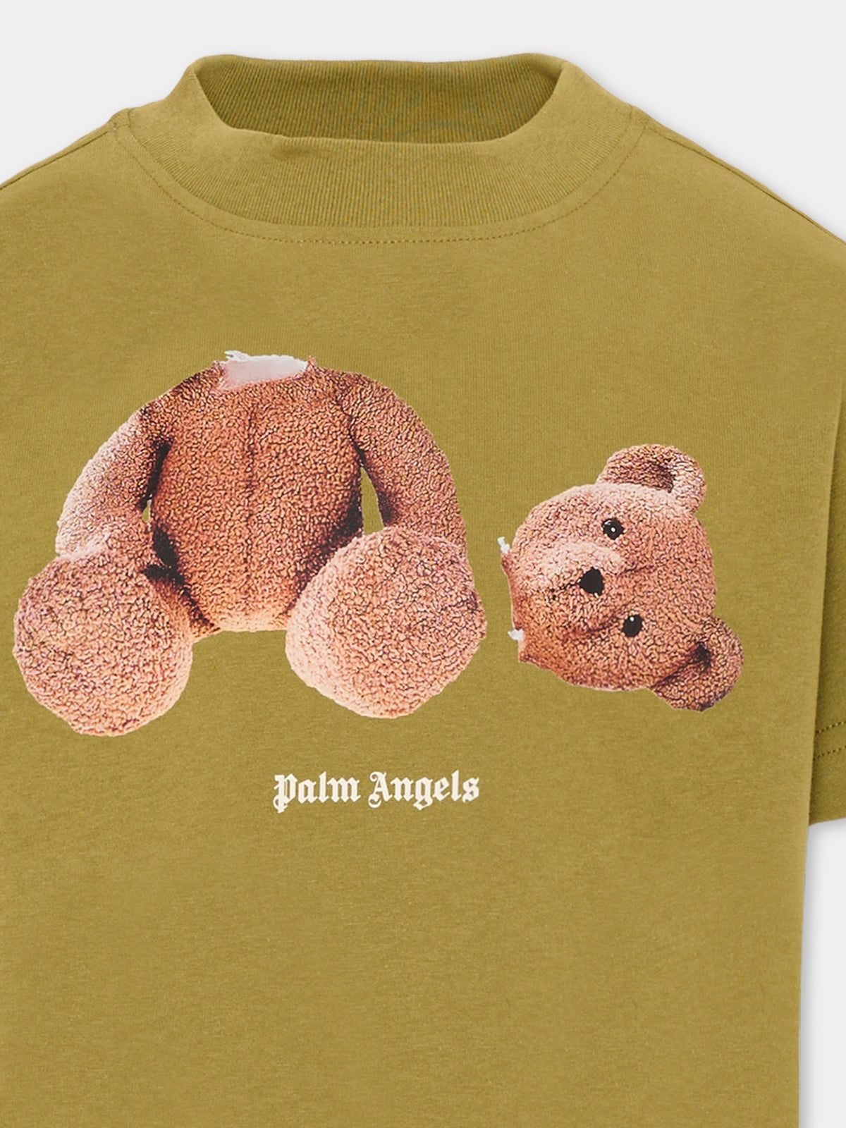 T-shirt verde per bambini con Teddy Bear,Palm Angels,F6PAJBTH061 1529