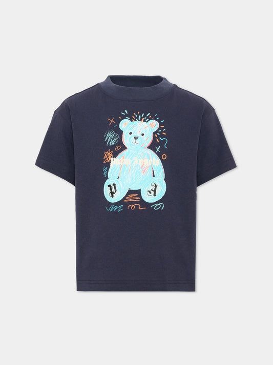T-shirt blu per bambino con Teddy Bear,Palm Angels,F6PAJBTH103 1528