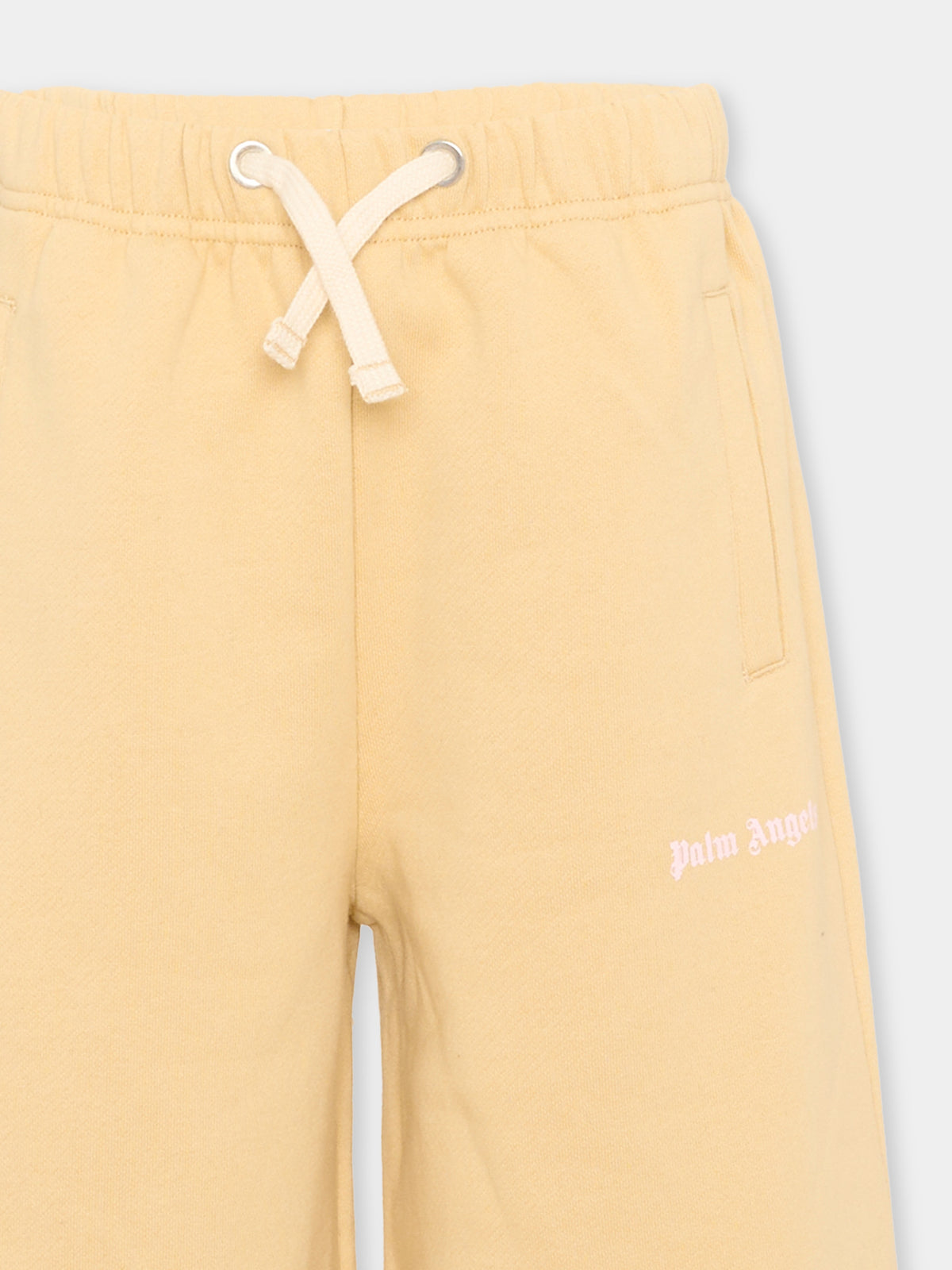 Pantaloni sportivi beige per bambina con logo,Palm Angels,F6PAJGFP054 1530