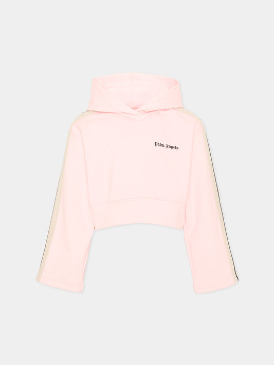 Felpa rosa per bambina con logo,Palm Angels,F6PAJGHS039 042