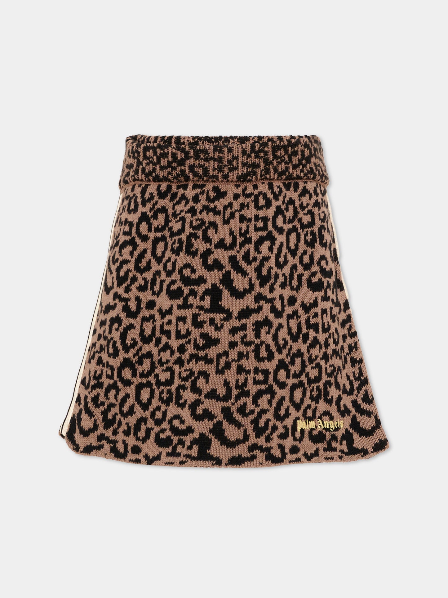 Gonna marrone per bambina con logo,Palm Angels,F6PAJGSK158 220