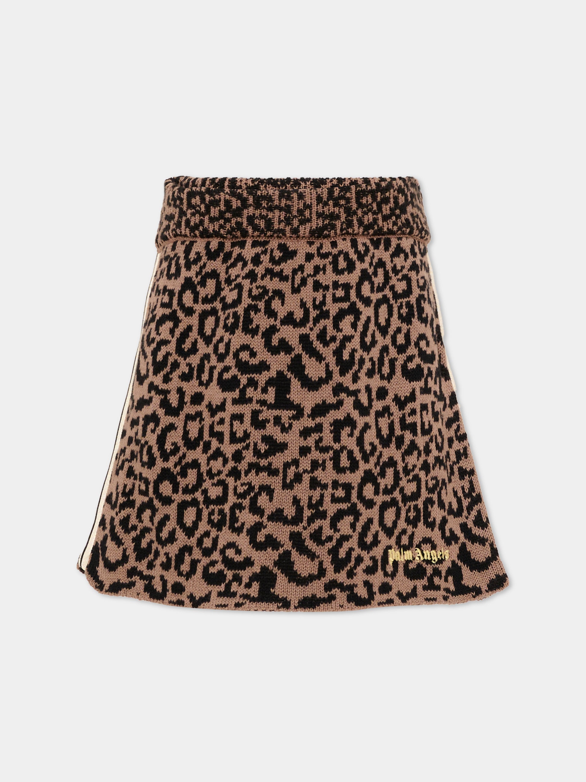 Gonna marrone per bambina con logo,Palm Angels,F6PAJGSK158 220