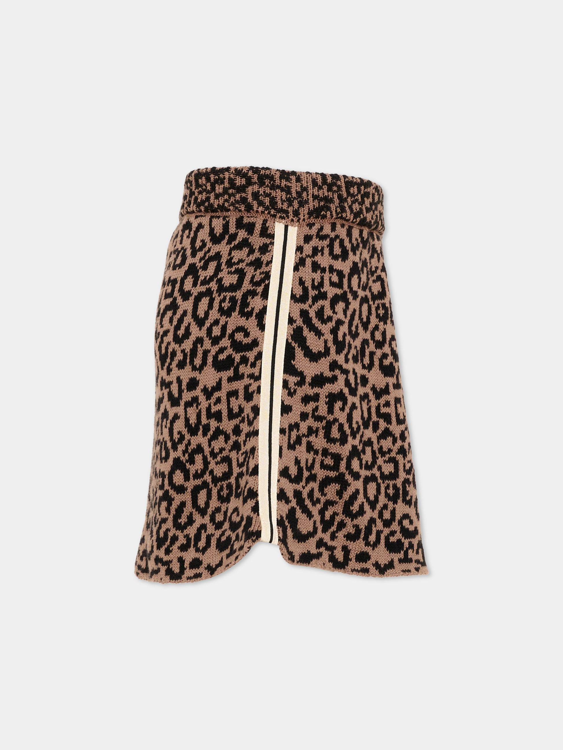 Gonna marrone per bambina con logo,Palm Angels,F6PAJGSK158 220