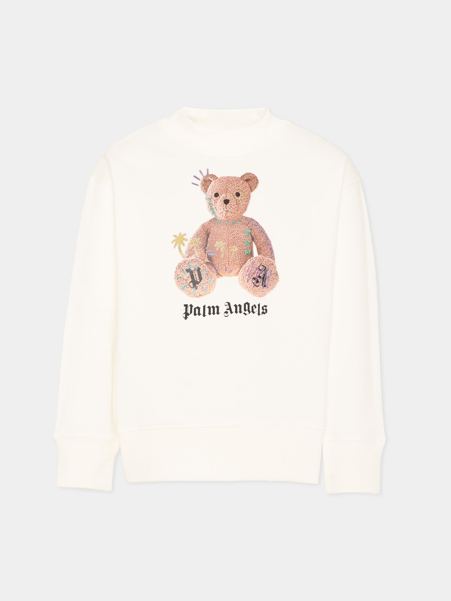 Felpa avorio per bambina con Teddy Bear,Palm Angels,F6PAJGSW078 412
