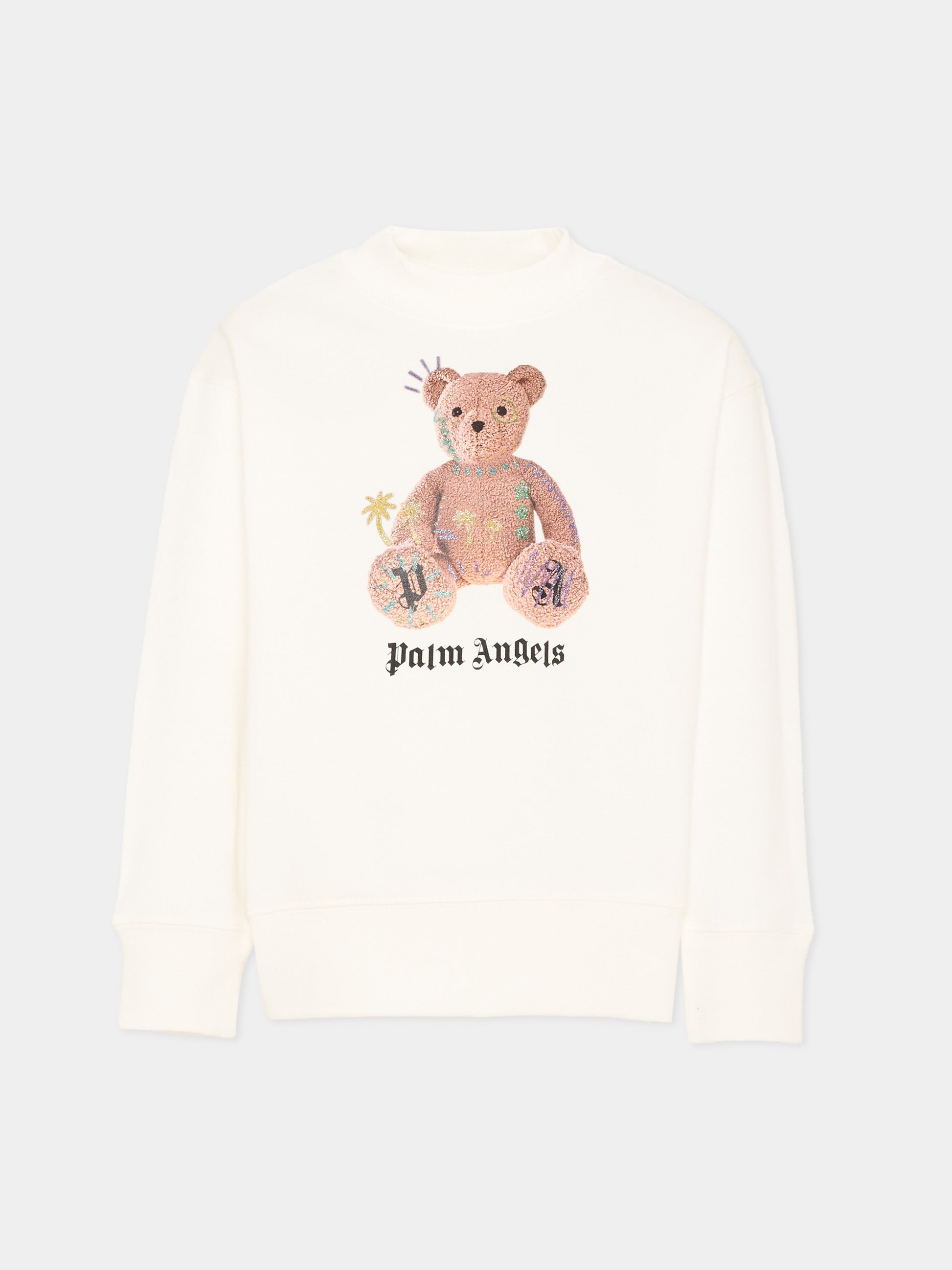 Felpa avorio per bambina con Teddy Bear,Palm Angels,F6PAJGSW078 412