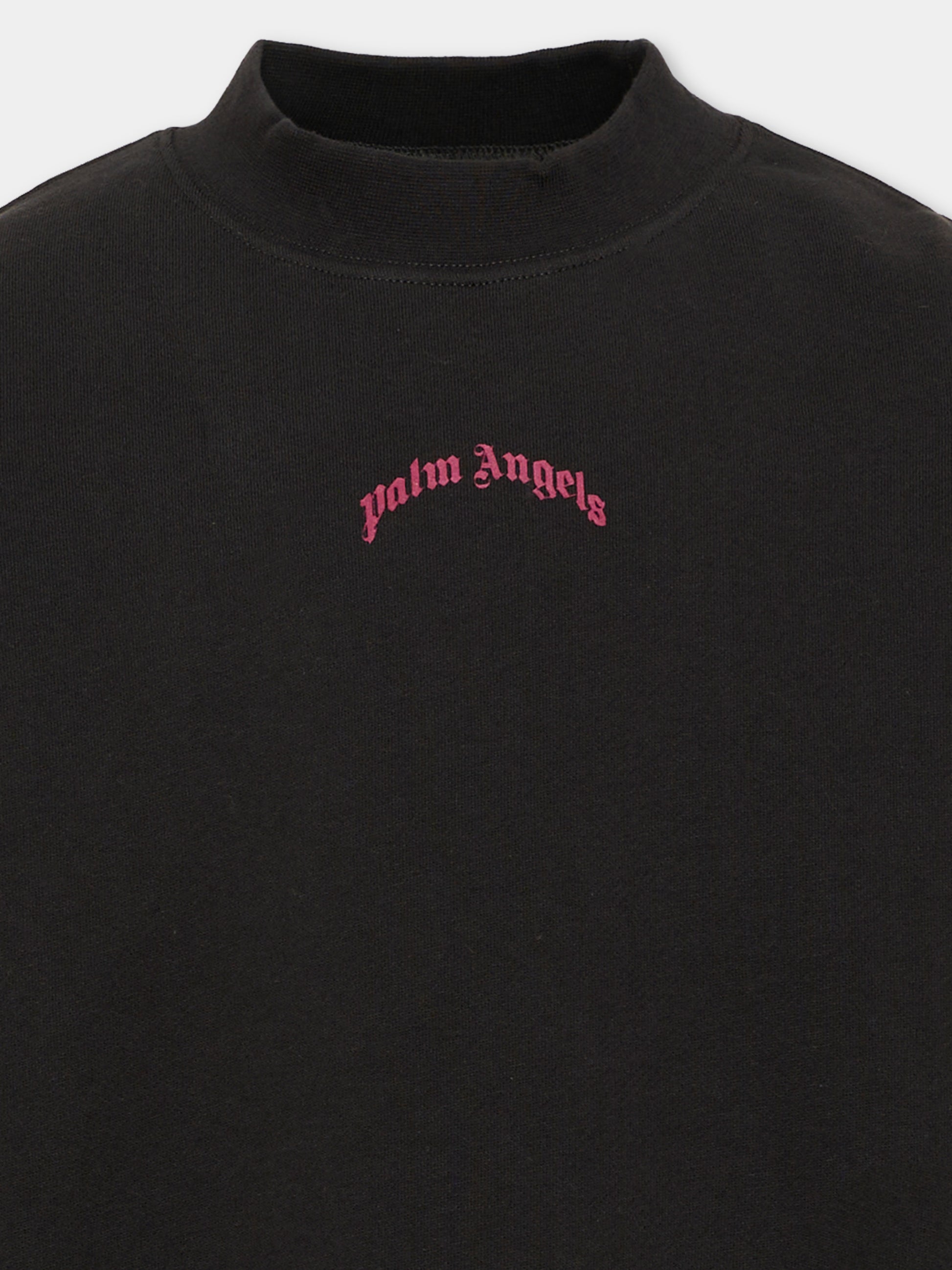 Felpa nera per bambina con logo,Palm Angels,F6PAJGSW143 110