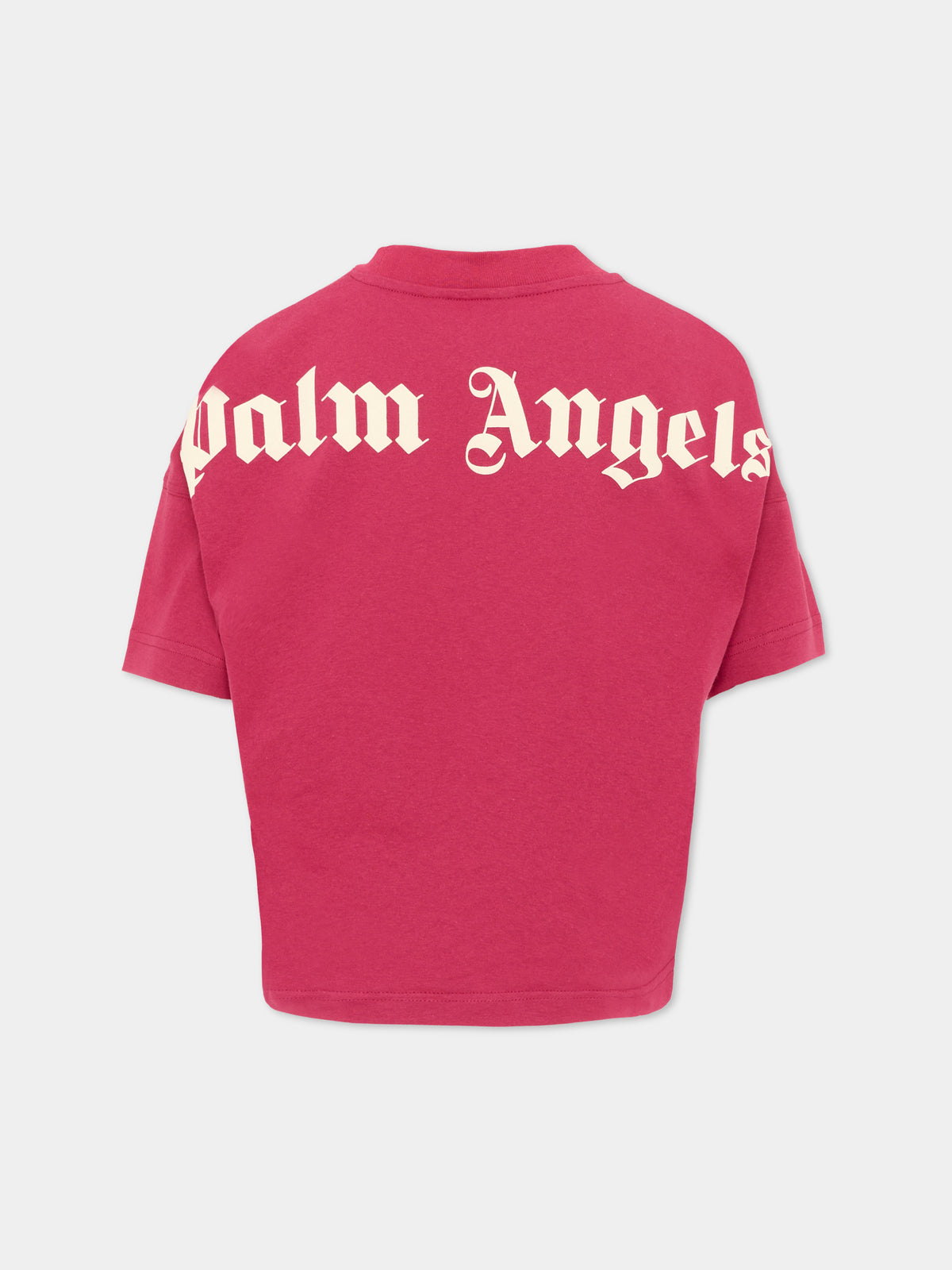 T-Shirt fucsia per bambina con logo,Palm Angels,F6PAJGTH064 402