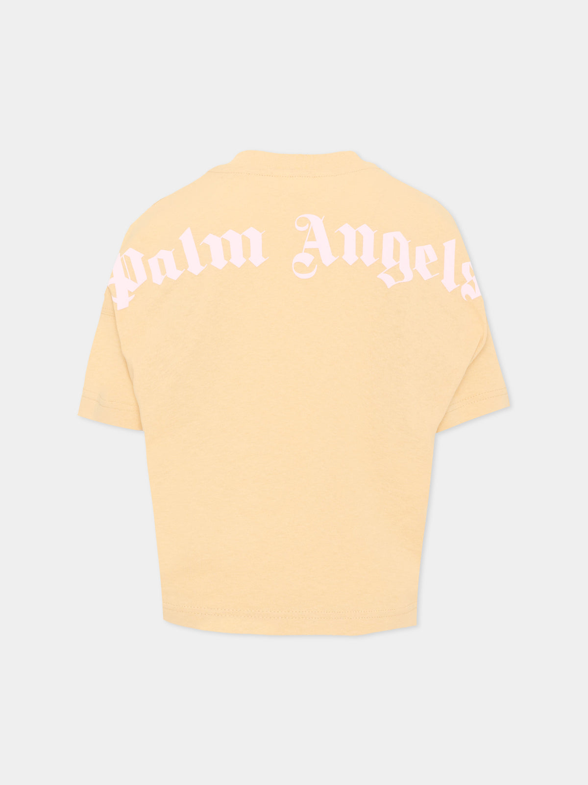 T-Shirt beige per bambina con logo,Palm Angels,F6PAJGTH064 1530