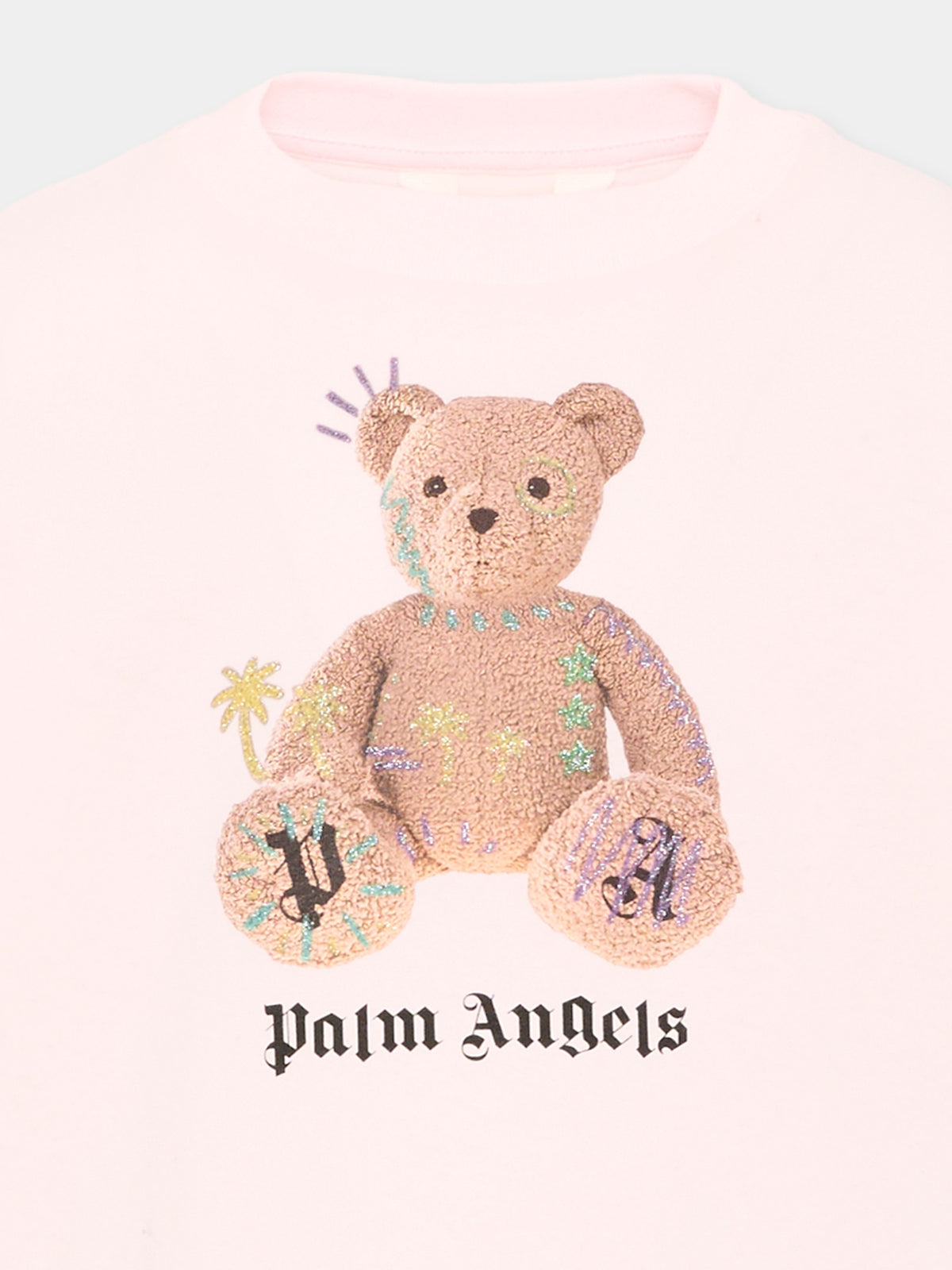 T-Shirt rosa per bambina con Teddy Bear,Palm Angels,F6PAJGTH079 042