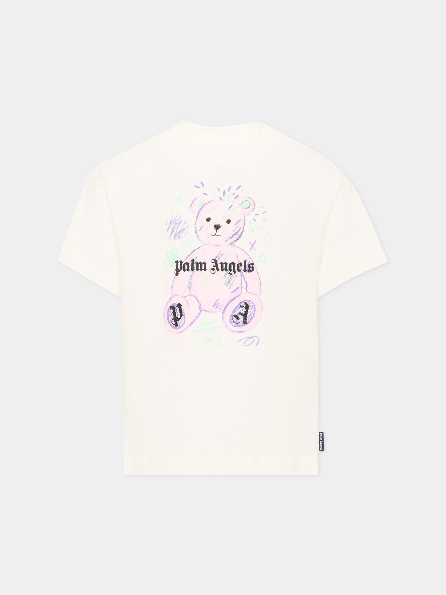 T-shirt avorio per bambina con Teddy Bear,Palm Angels,F6PAJGTH081 412