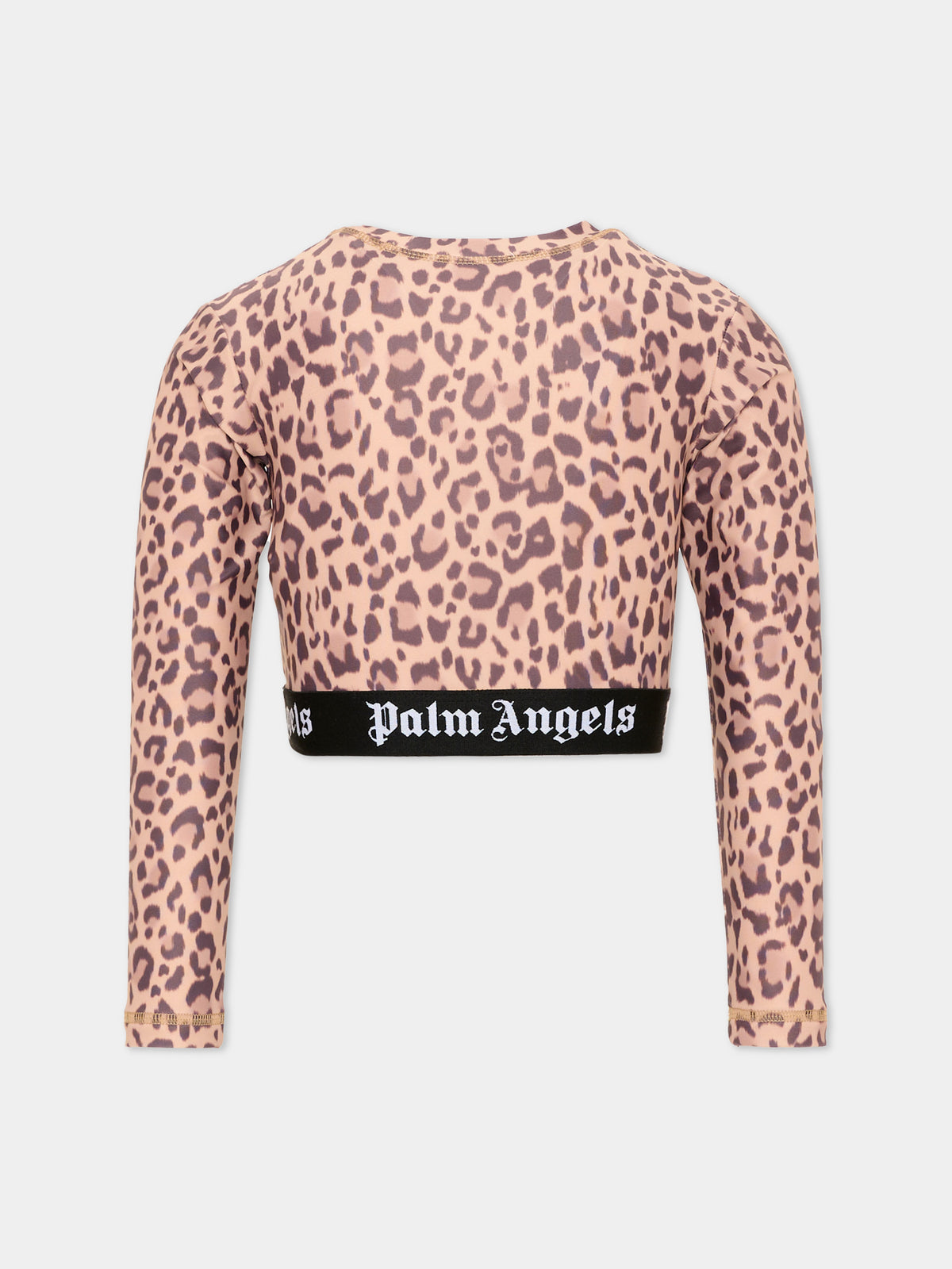 T-Shirt marrone per bambina con logo,Palm Angels,F6PAJGTH124 220