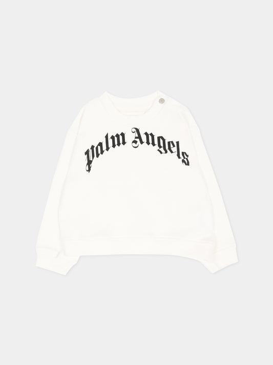 Felpa avorio per neonato con logo,Palm Angels,F6PANBSW176 412