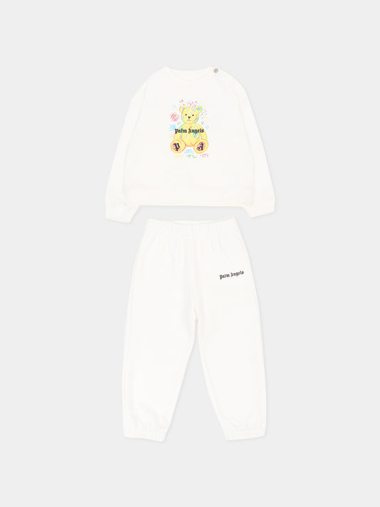 Completo sportivo lungo avorio per neonato con Teddy Bear,Palm Angels,F6PANBTP197 412