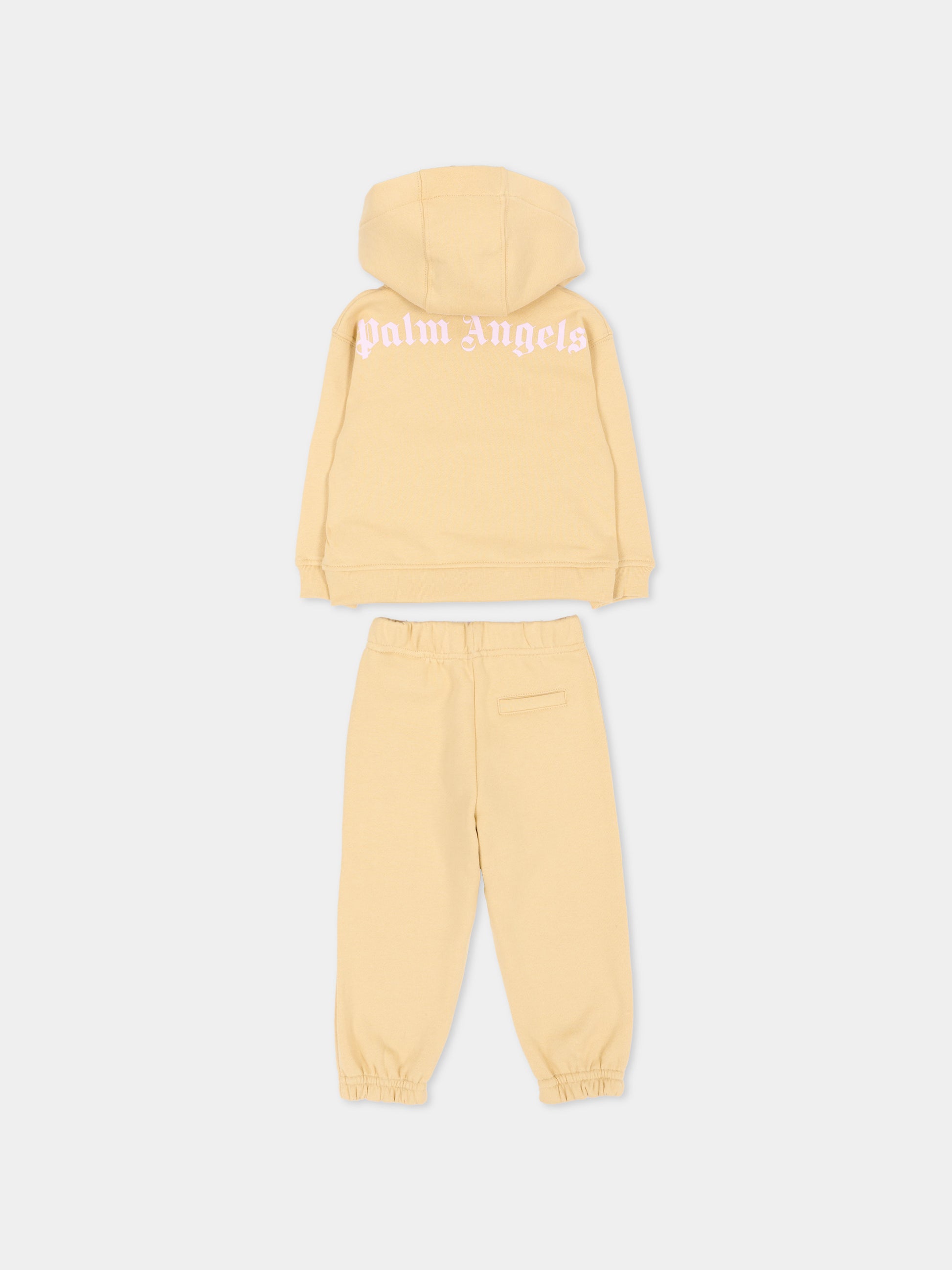 Completo sportivo lungo beige per neonata con logo,Palm Angels,F6PANGTP181 015