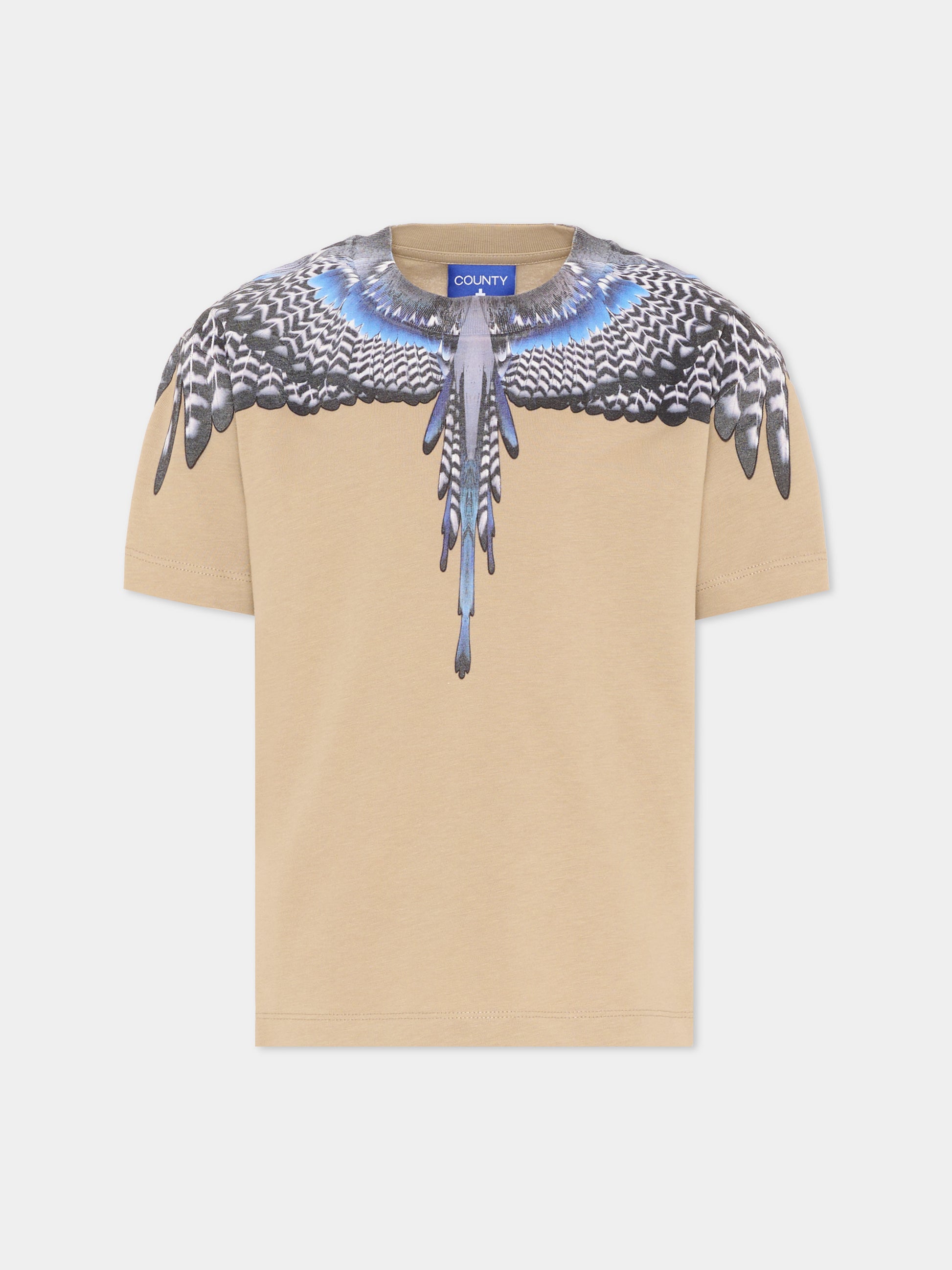 T-shirt beige per bambino con ali,County Of Milan Kids,F6CMJBTH043 092
