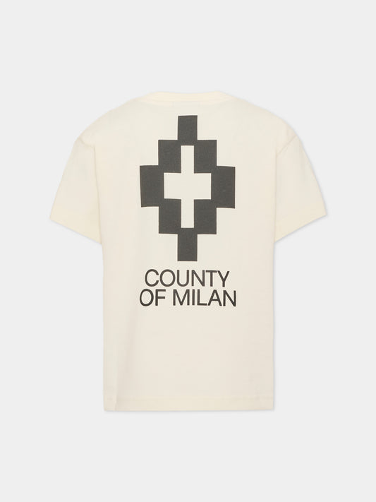 T-shirt a manica corta avorio per bambino,County Of Milan Kids,F6CMJBTH049 412