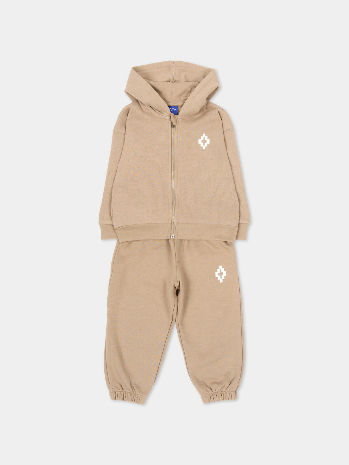 Completo sportivo lungo beige con logo per neonato,County Of Milan Kids,F6CMNBTP125 092