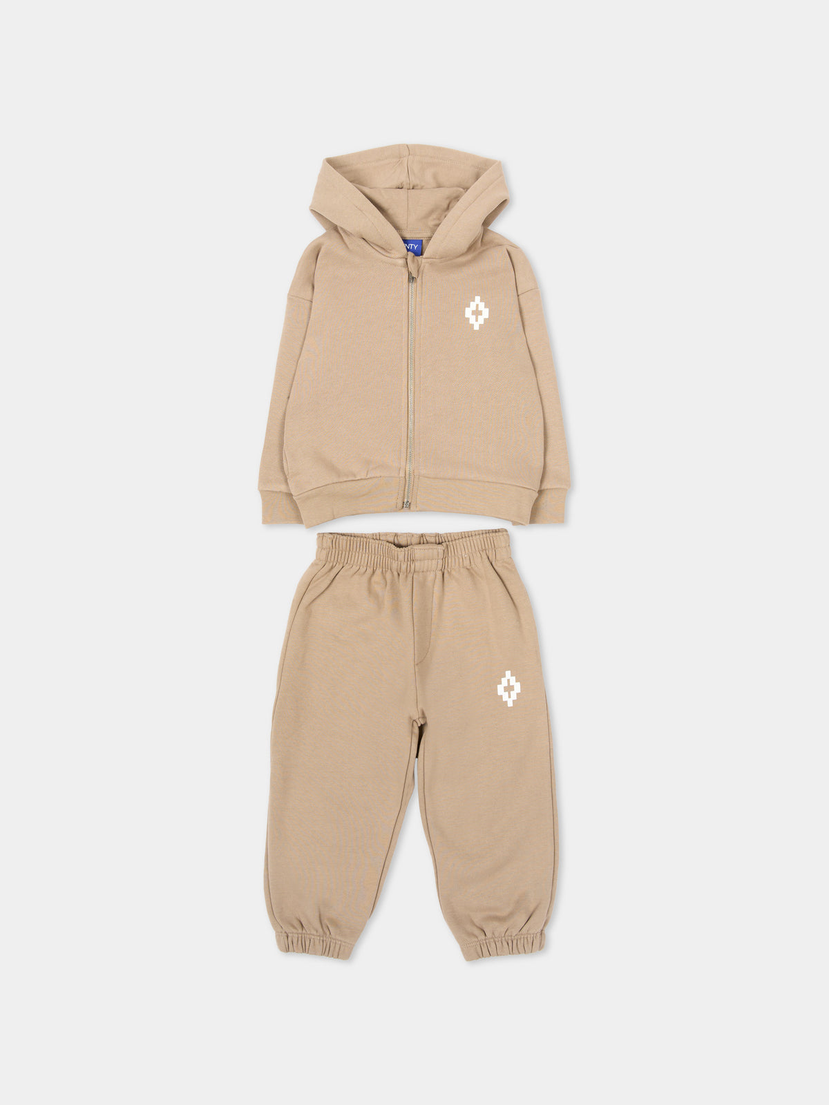 Completo sportivo lungo beige con logo per neonato,County Of Milan Kids,F6CMNBTP125 092