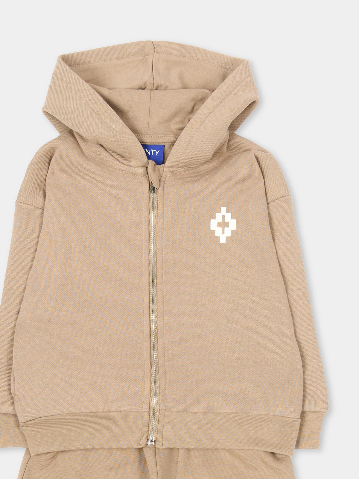 Completo sportivo lungo beige con logo per neonato,County Of Milan Kids,F6CMNBTP125 092