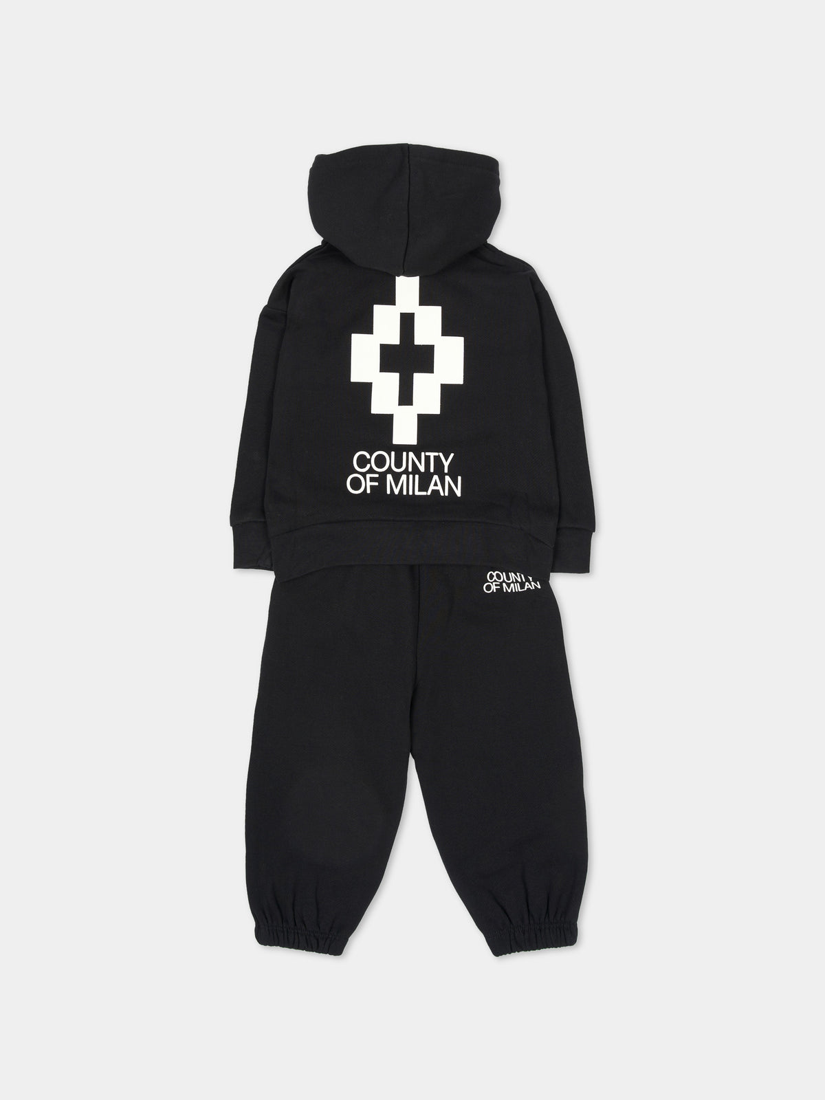 Completo sportivo lungo nero per neonato con logo,County Of Milan Kids,F6CMNBTP125 110
