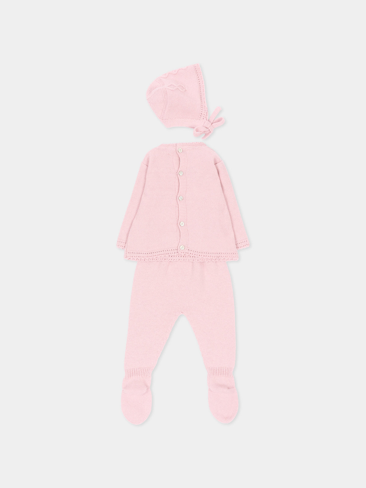 Completo nascita rosa per neonata in maglia,Martín Aranda,004-11331 P07