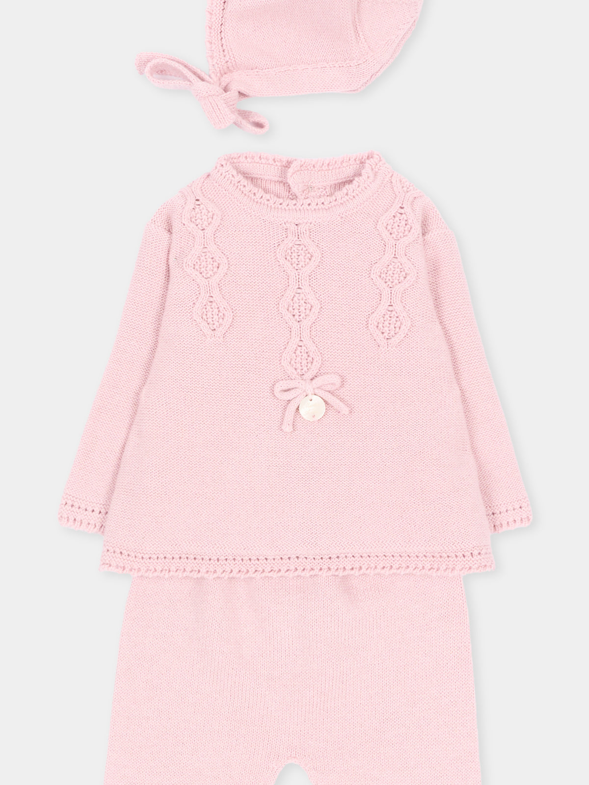 Completo nascita rosa per neonata in maglia,Martín Aranda,004-11331 P07