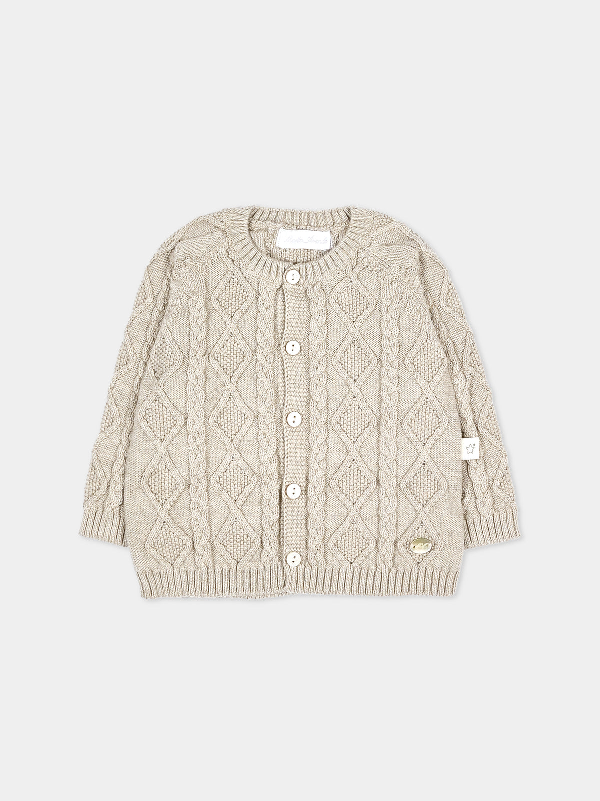 Cardigan beige per neonati con trecce,Martín Aranda,045-10331 E70