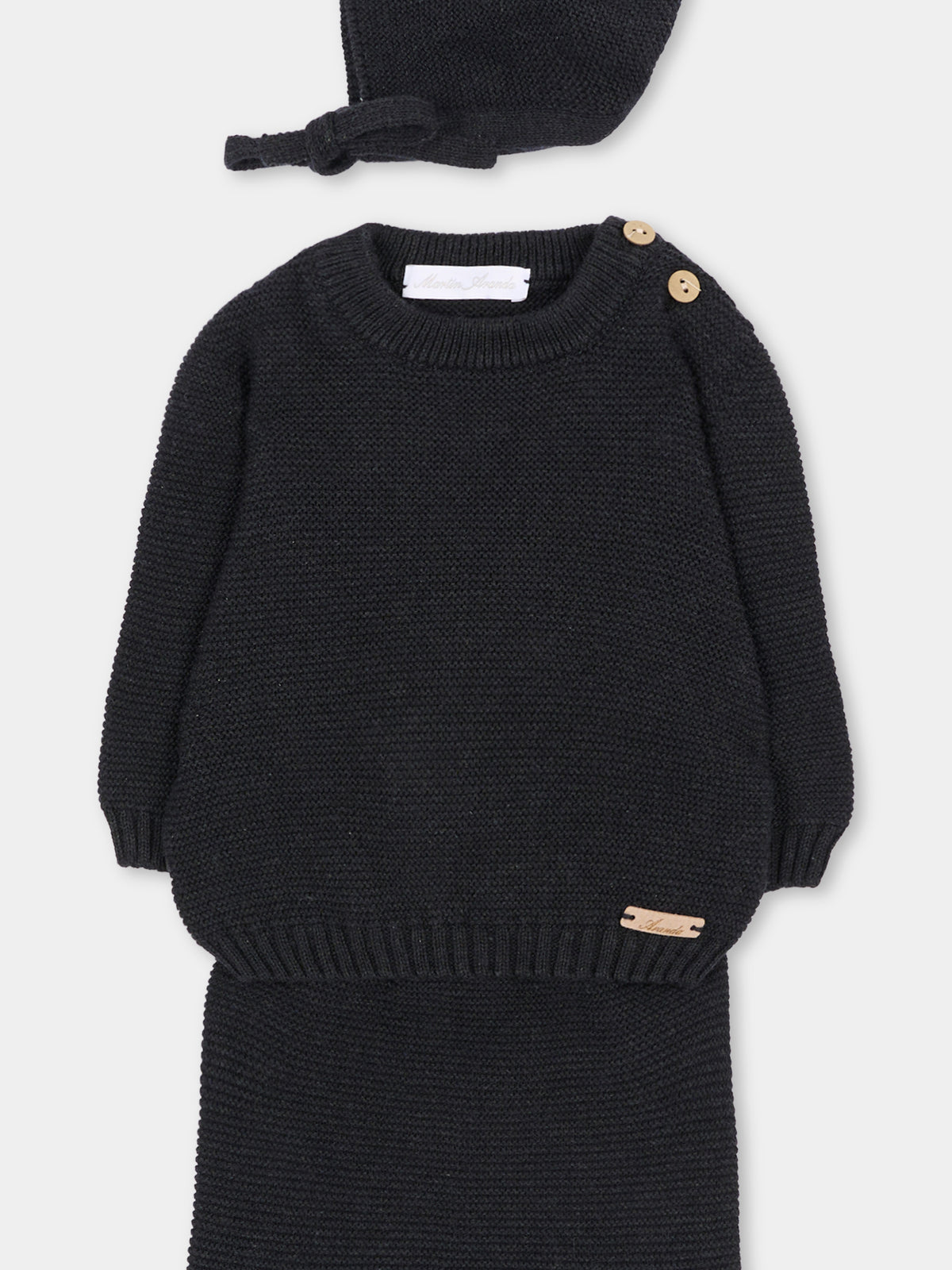 Completo nascita nero per neonati in maglia,Martín Aranda,004-12332 N05