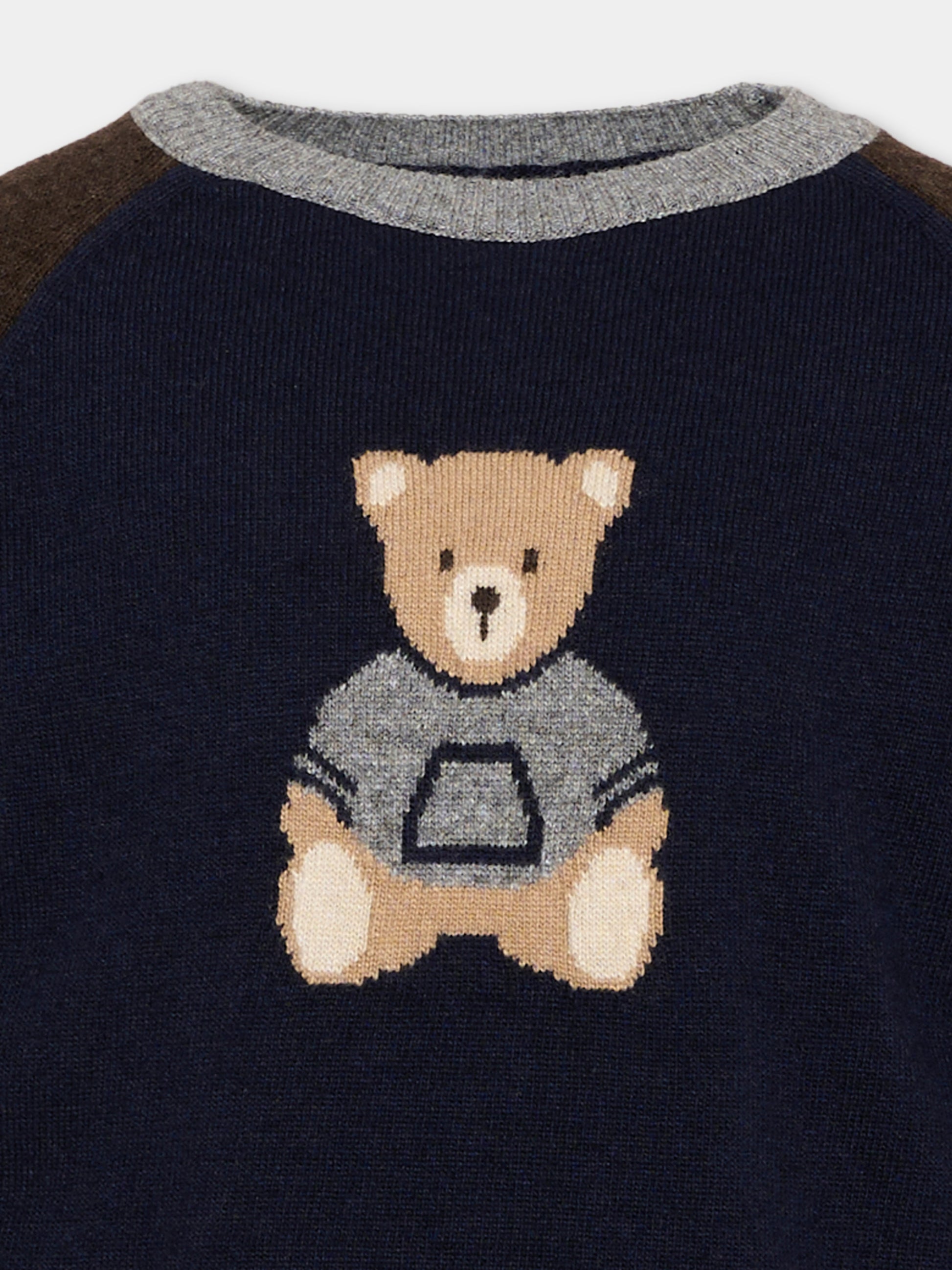 Maglione blu per bambino con orsetto,Patachou,PAP 47 SWE4333324 360