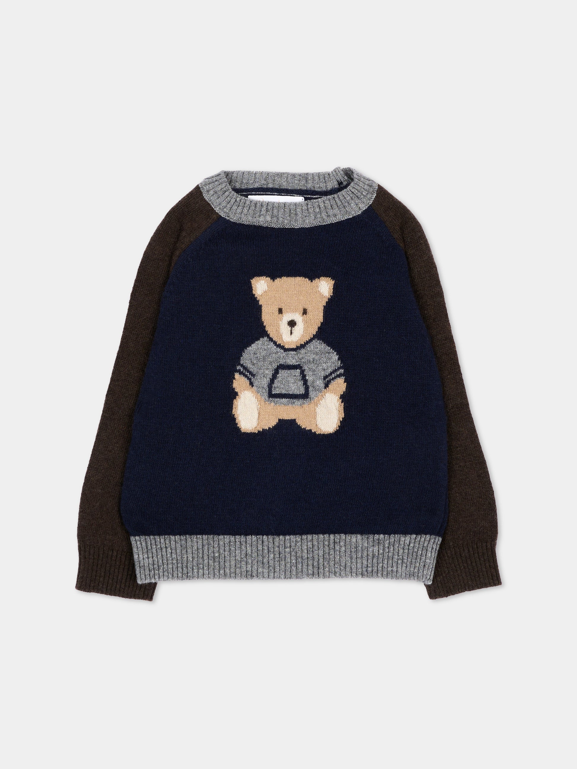 Maglione blu per neonato con orsetto,Patachou,PAP 47 SWE4333324 360
