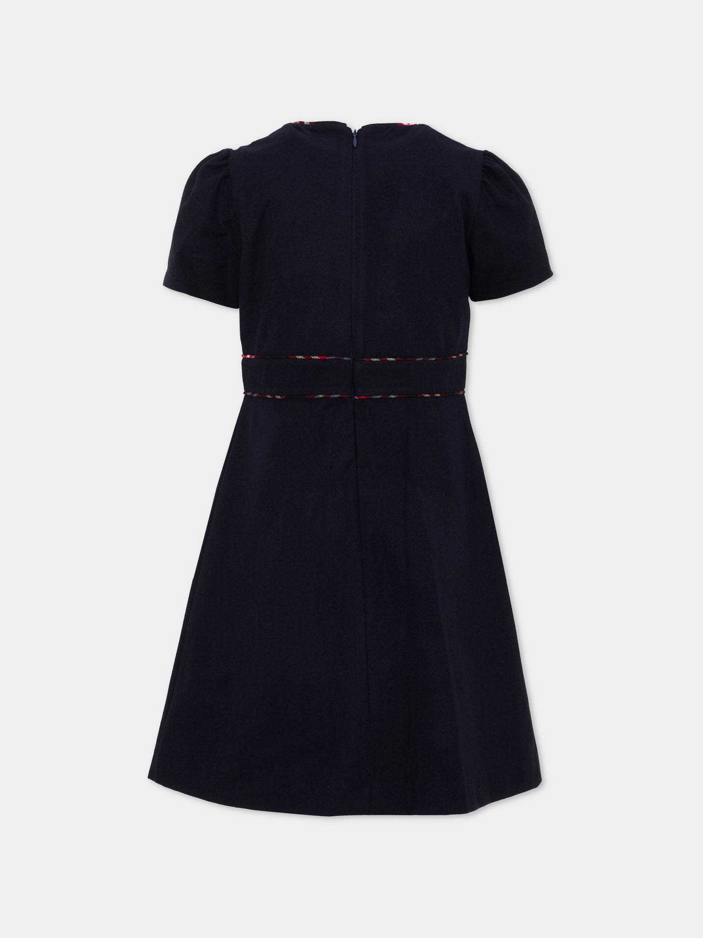 Abito elegante blu tartan per bambina,Patachou,PAP 47 VET4333465 360