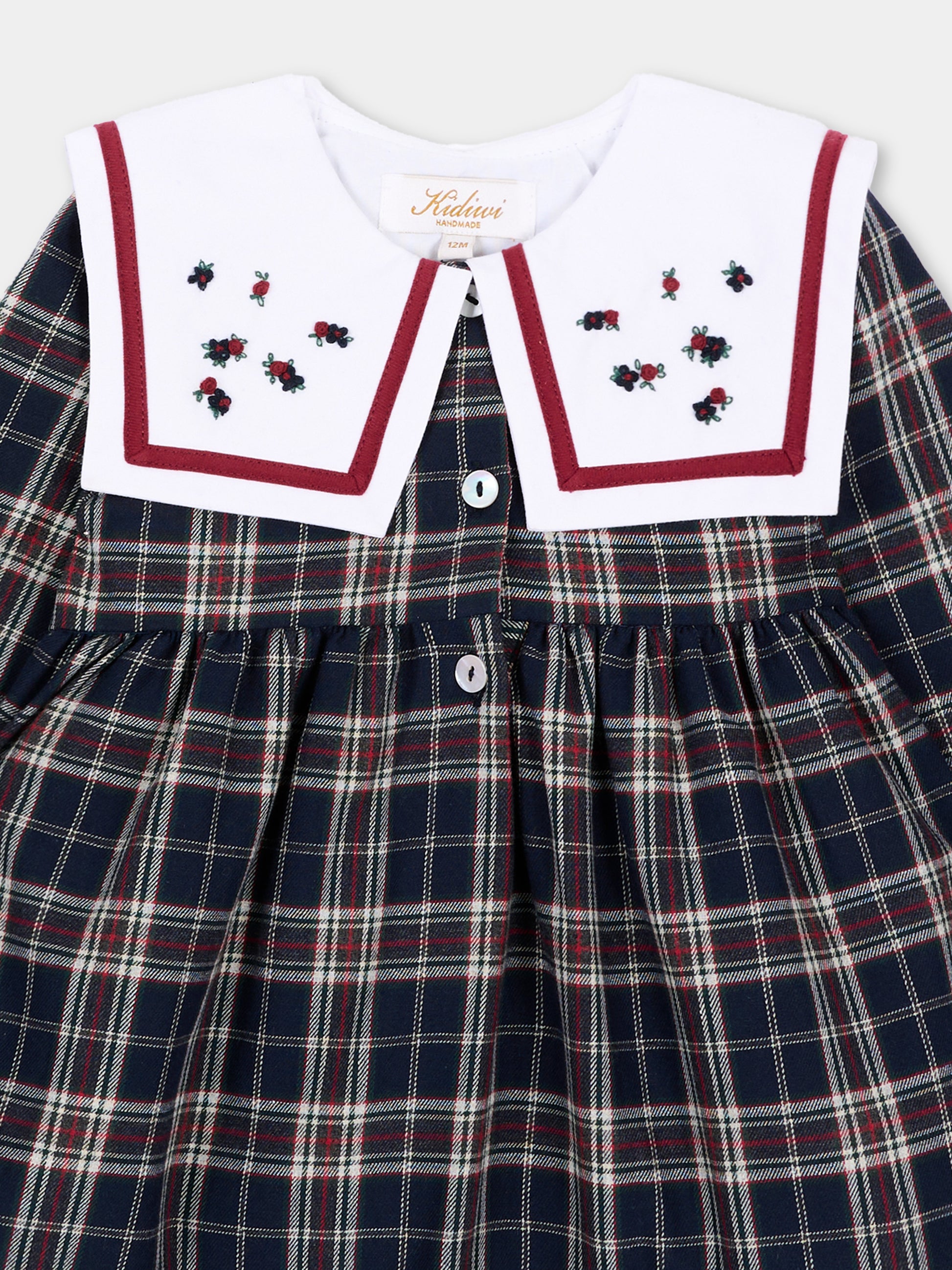 Vestito a manica lunga blu tartan per neonata,Kidiwi Handmade,37271 TC324