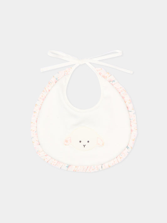 Bavaglino avorio per neonata con agnellino Olive,Le Boo Beebè,CBB022 T351 2030