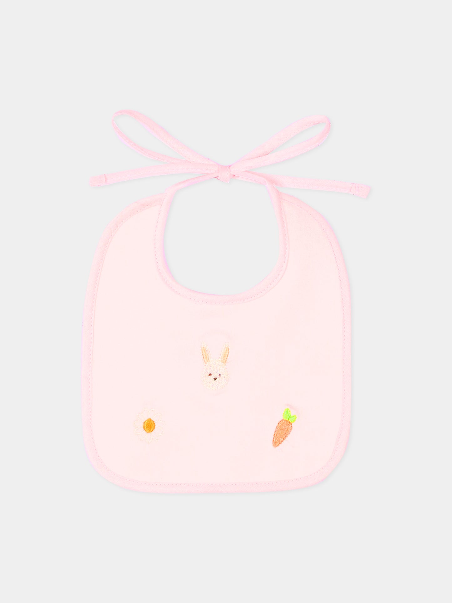 Bavaglino rosa per neonata con ricami,Le Boo Beebè,CBB023 T351 30