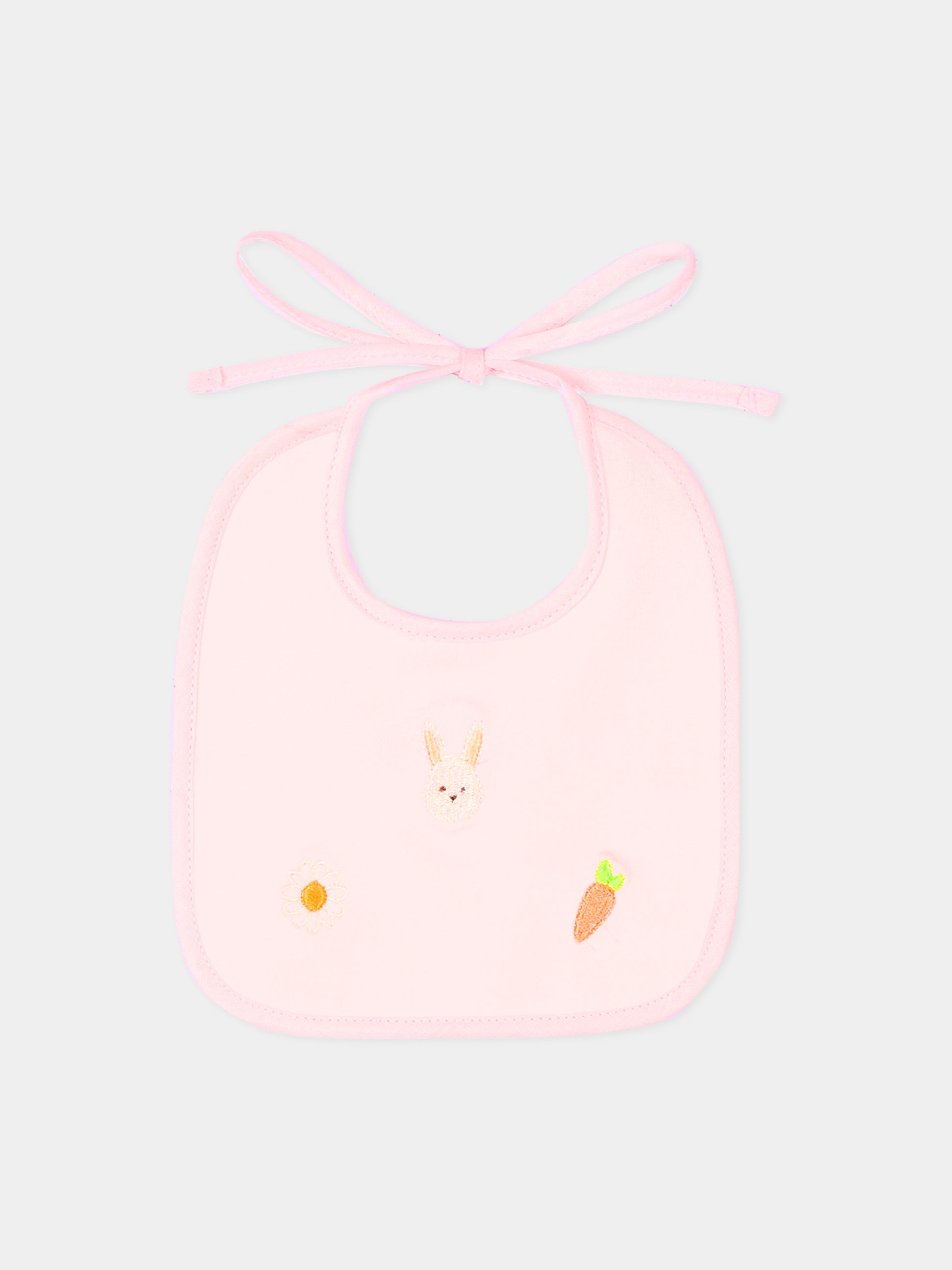Bavaglino rosa per neonata con ricami,Le Boo Beebè,CBB023 T351 30
