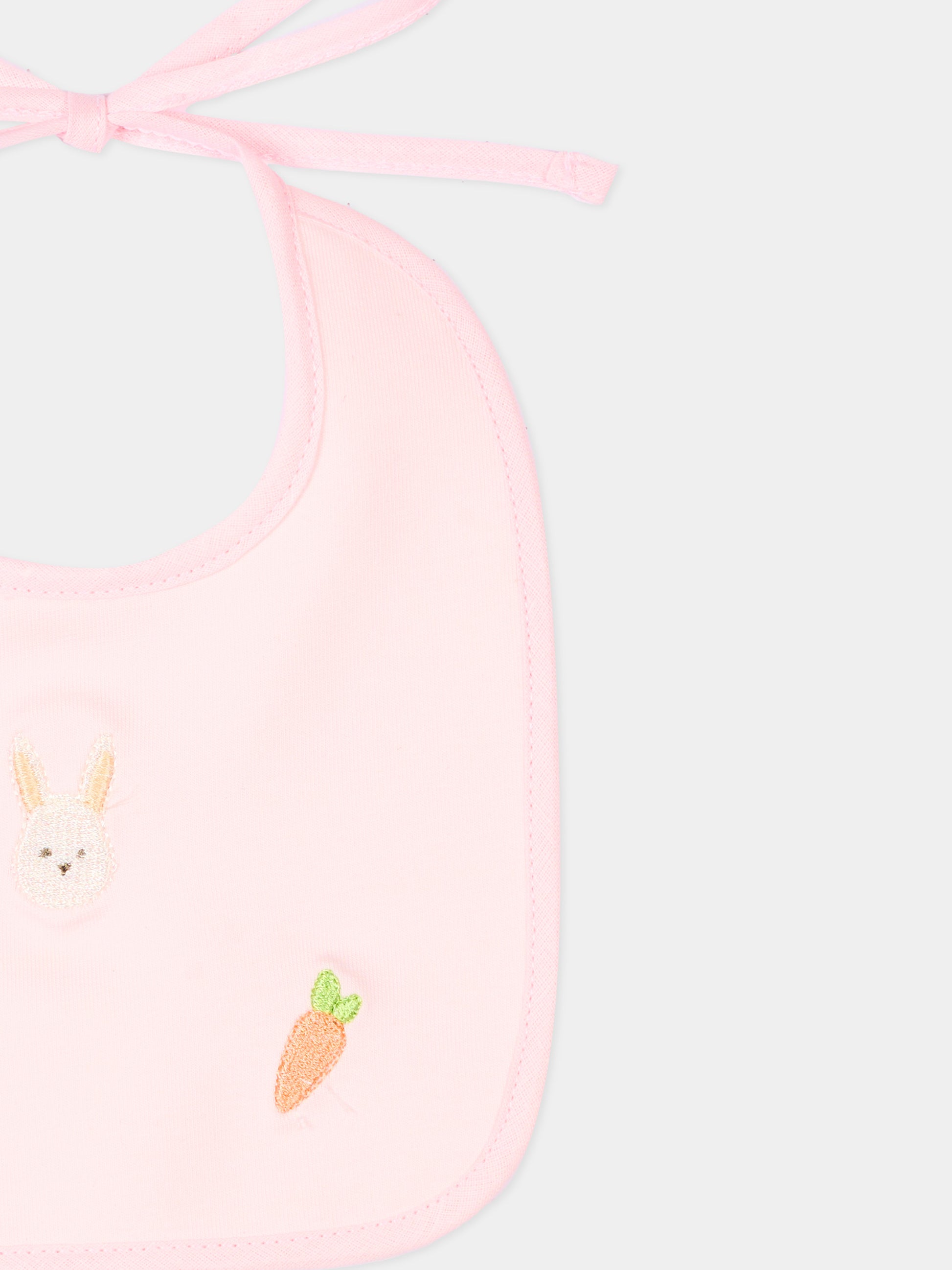 Bavaglino rosa per neonata con ricami,Le Boo Beebè,CBB023 T351 30