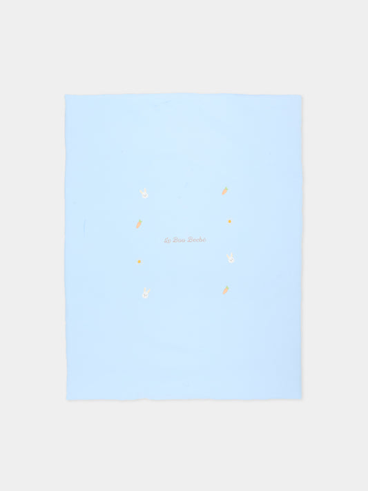 Coperta celeste per neonato con ricami,Le Boo Beebè,CBC023 T351 40