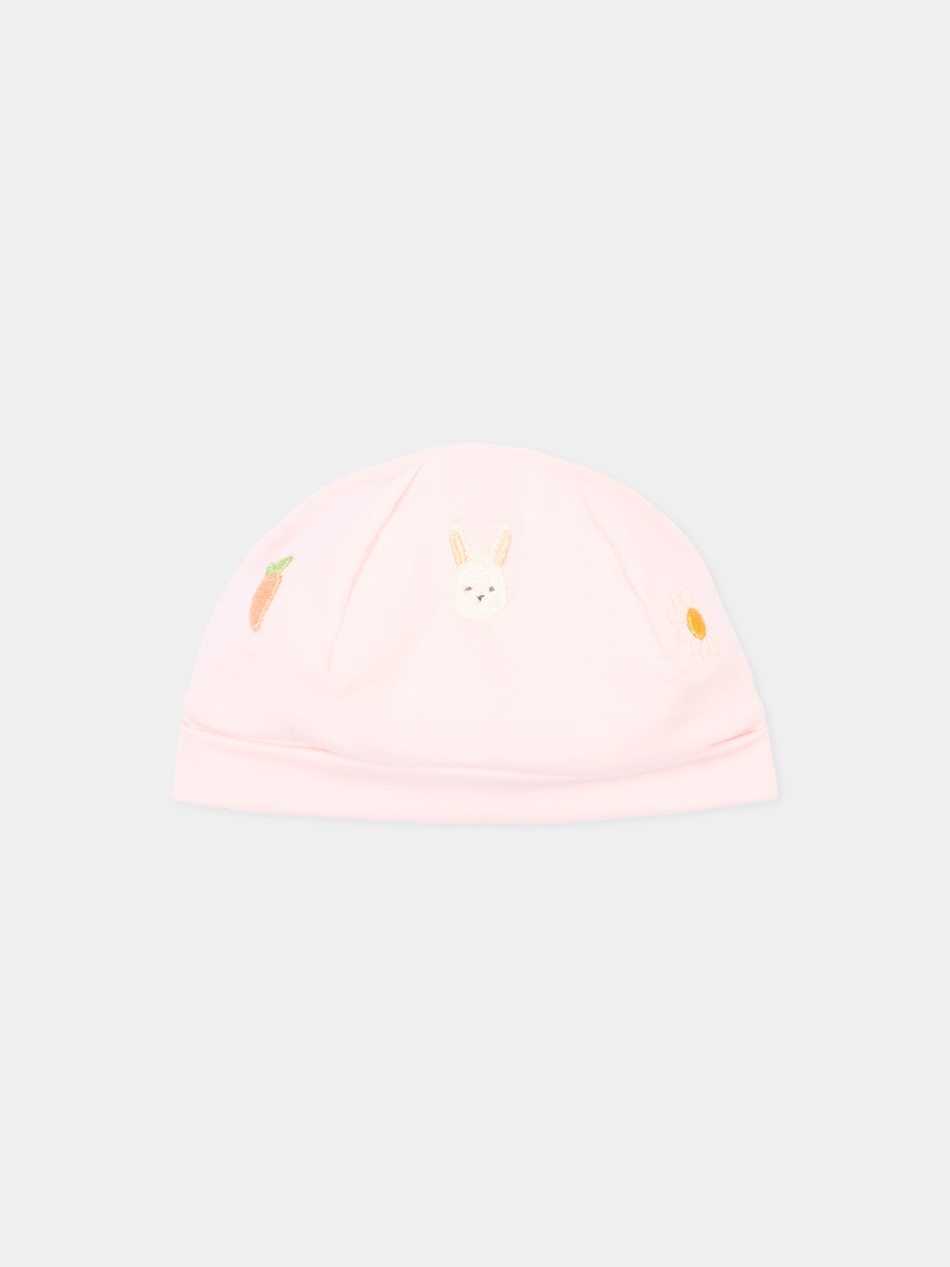 Cappellino rosa per neonata con ricami,Le Boo Beebè,CCB022 T351 30