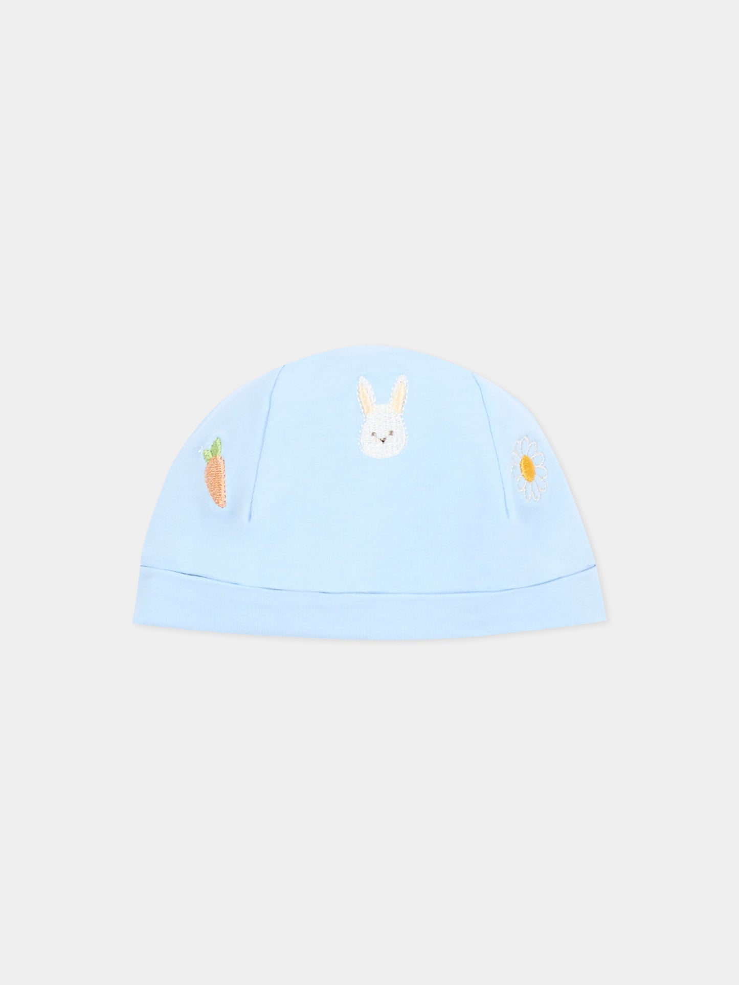 Cappellino celeste per neonato con ricami,Le Boo Beebè,CCB022 T351 40